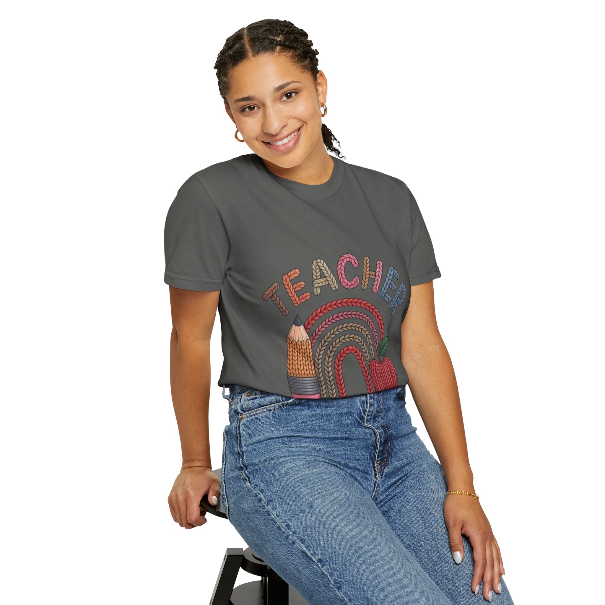 Teacher Rainbow Pencil & Apple T-Shirt — Back-to-School Gift for Educators