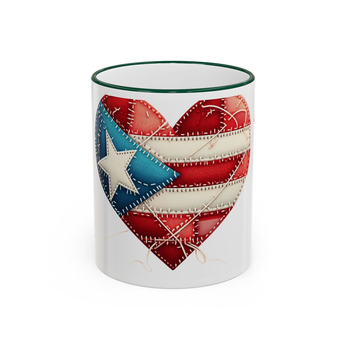 Puerto Rico Flag Heart Accent Rim Mug — Patriotic Coffee Cup (11oz/15oz)