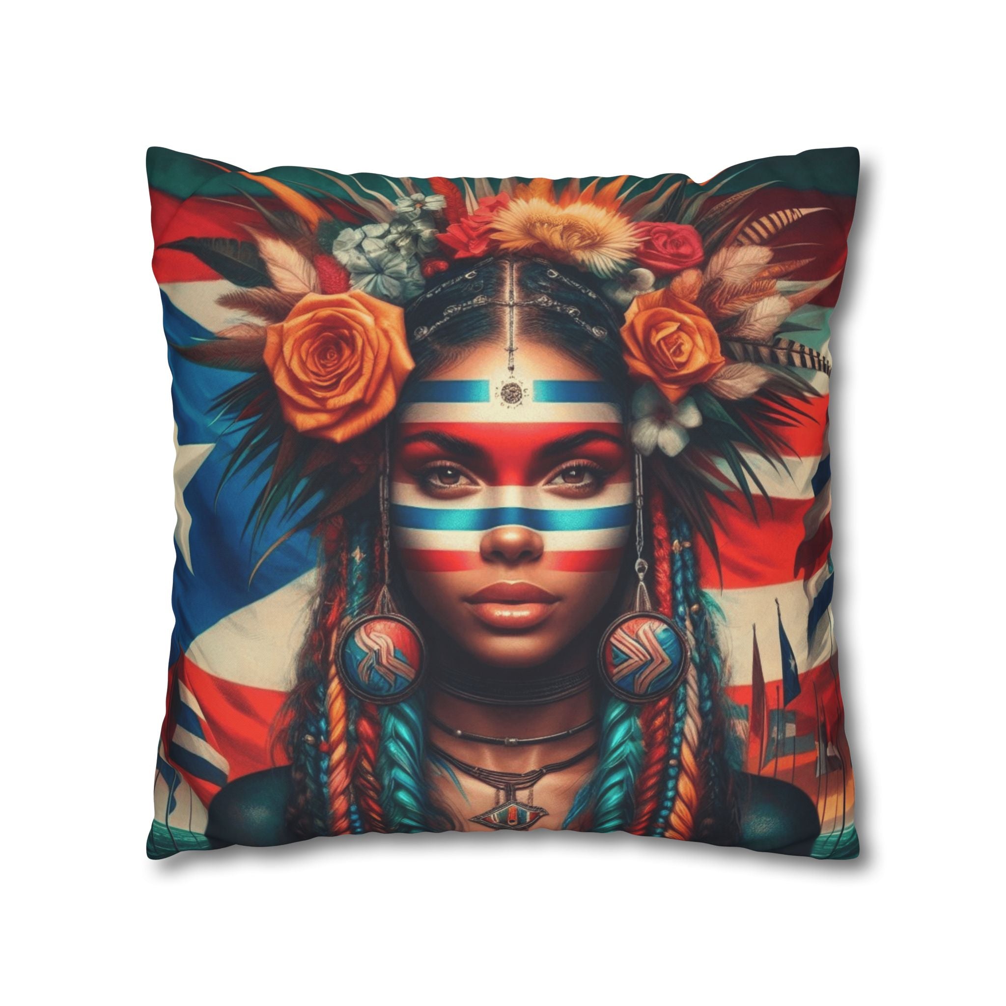 Tribal Goddess Decorative Pillow Puerto Rico Culture Pillow