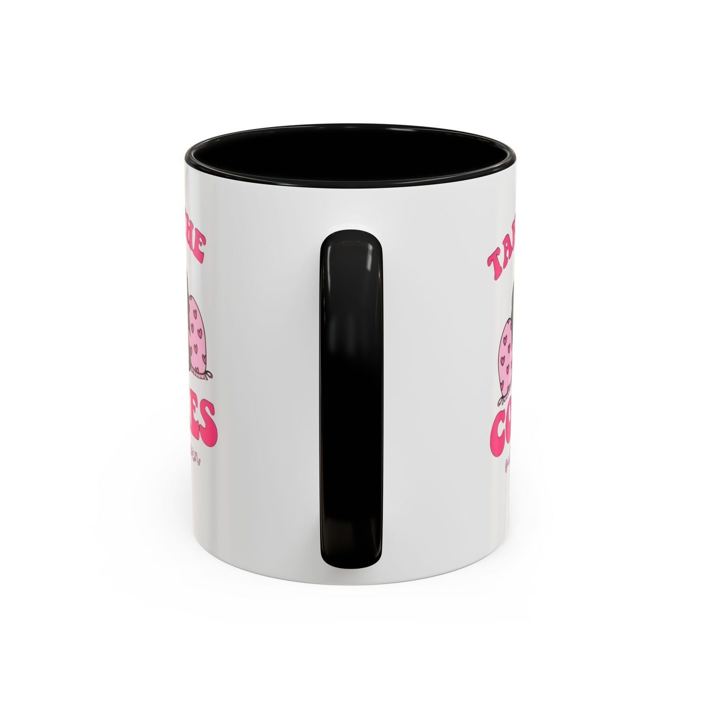 Accent Coffee Mug — "Taking the Cookies" Cute Pink Baking Design Coffee Cup for Fun Celebrations