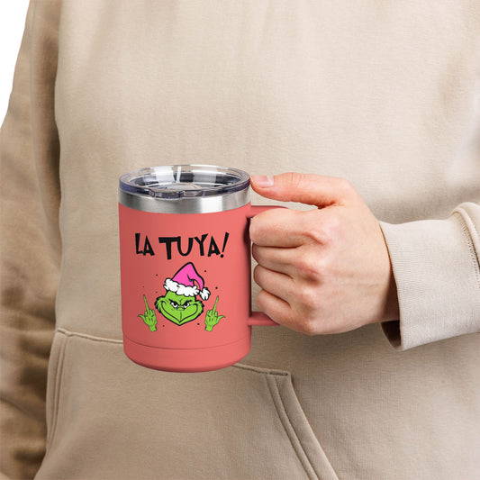 Holiday Grinch Coffee Mug Tumbler - 15oz Vaso / Taza de Acero Inoxidable – Diseño Navideño