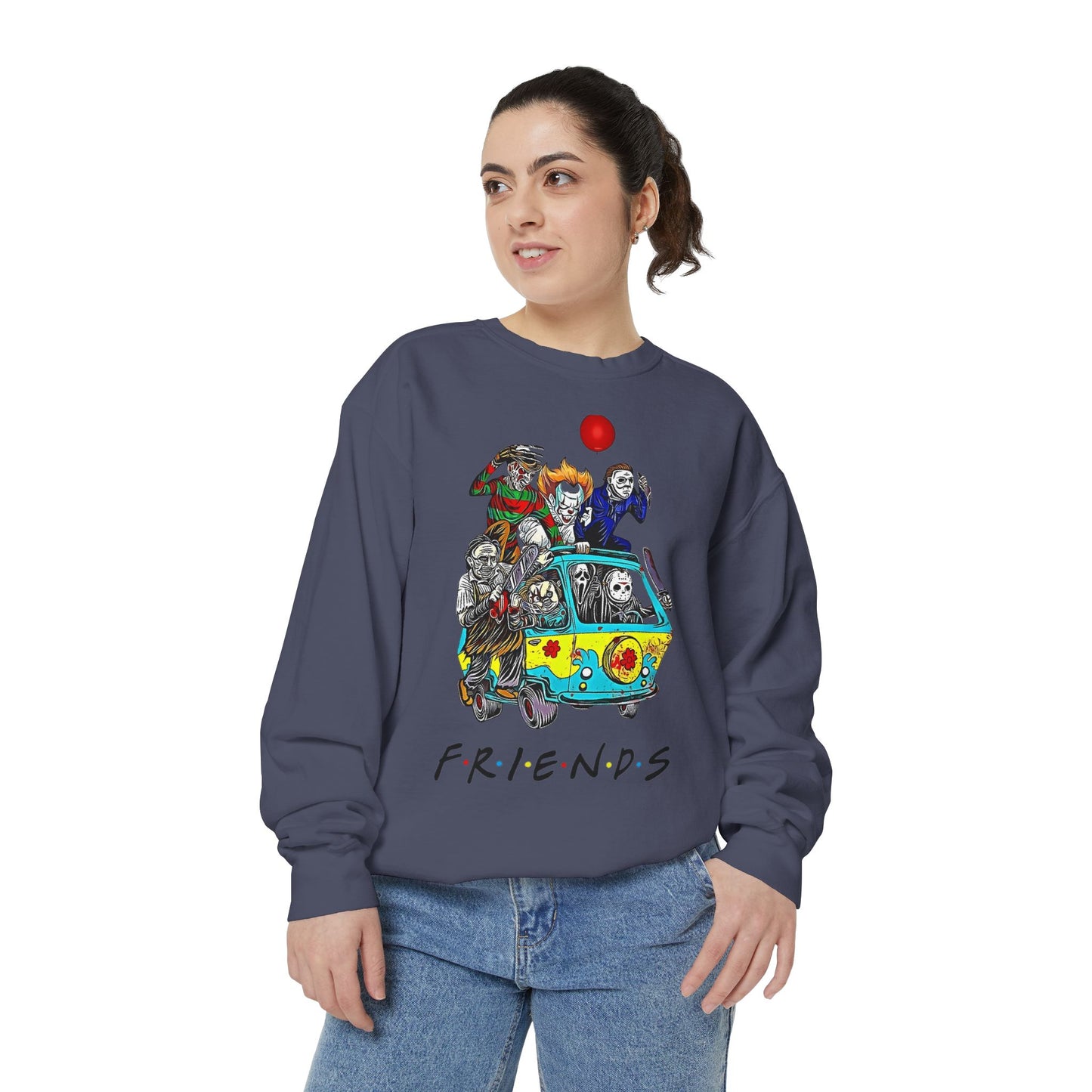 Friends-Inspired Unisex Garment-Dyed Sweatshirt, Cozy Casual Wear, Unique Graphic Sweatshirt, Perfect Gift, Everyday Style
