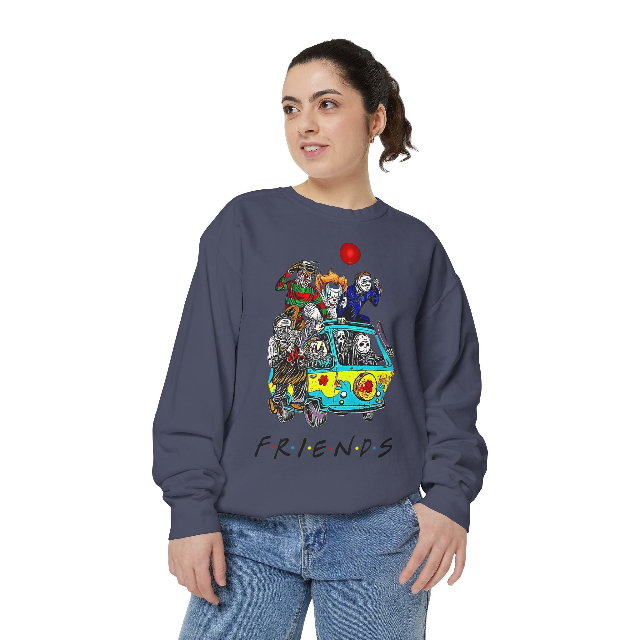 Friends-Inspired Unisex Garment-Dyed Sweatshirt, Cozy Casual Wear, Unique Graphic Sweatshirt, Perfect Gift, Everyday Style
