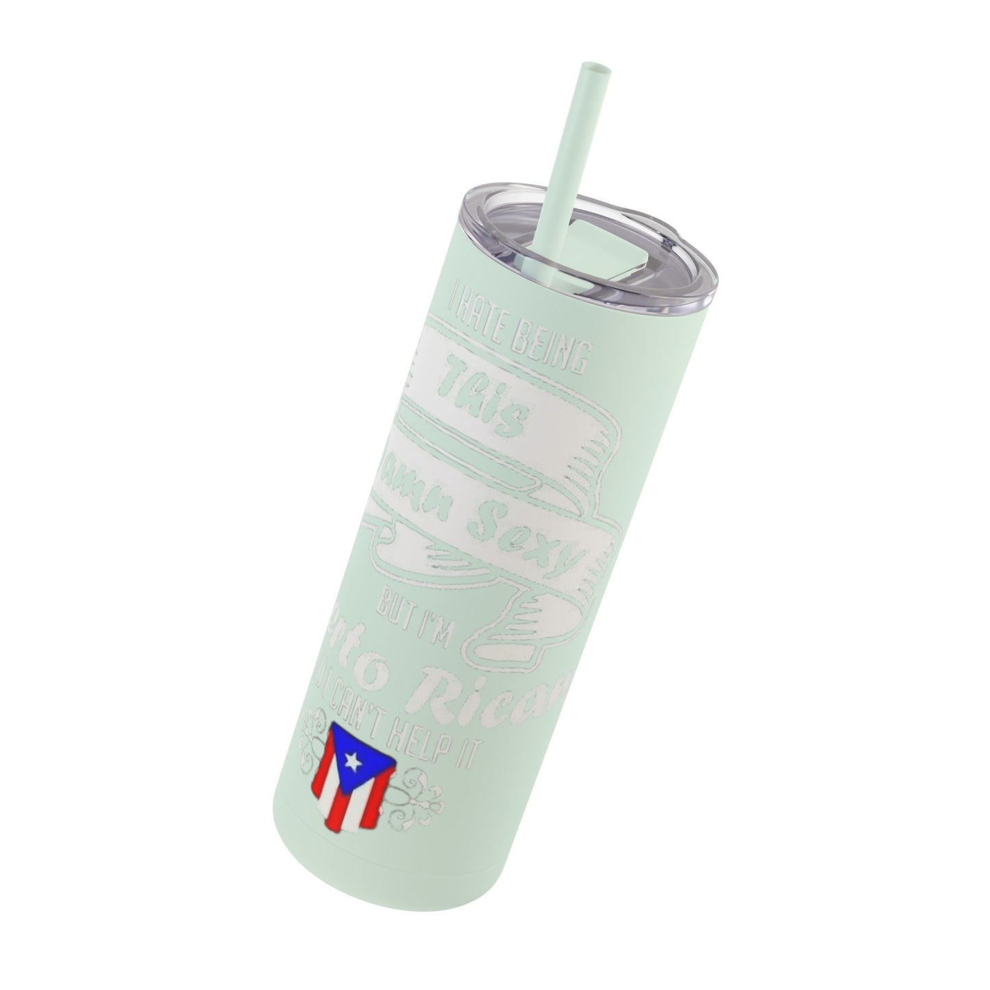 Puerto Rican Pride Skinny Matte Tumbler, 20oz | Perfect Gift for Afro-Latinx, Birthday, BBQ, Celebration, Fun Drinkware