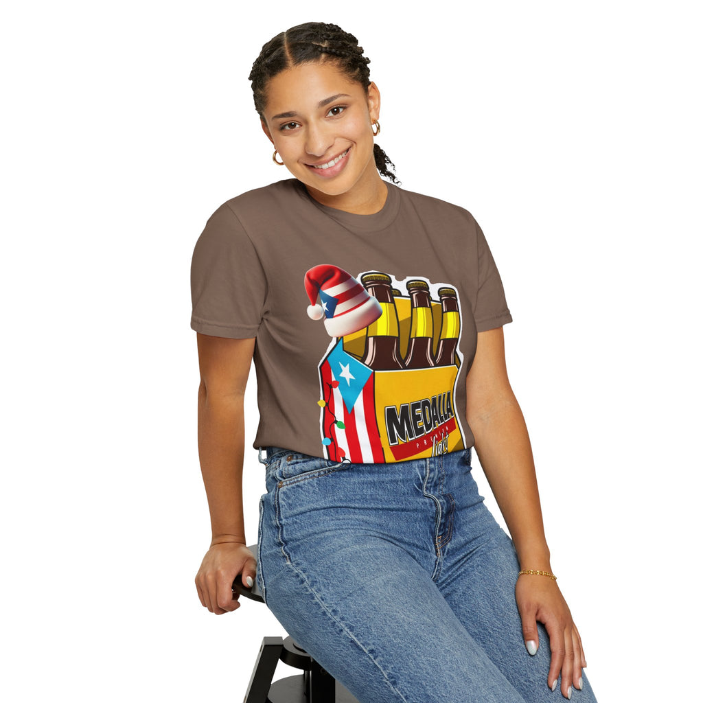 Medalla Light Beer T-Shirt  Navidad Boricua Holiday Tee Puerto Rico’s Navidades