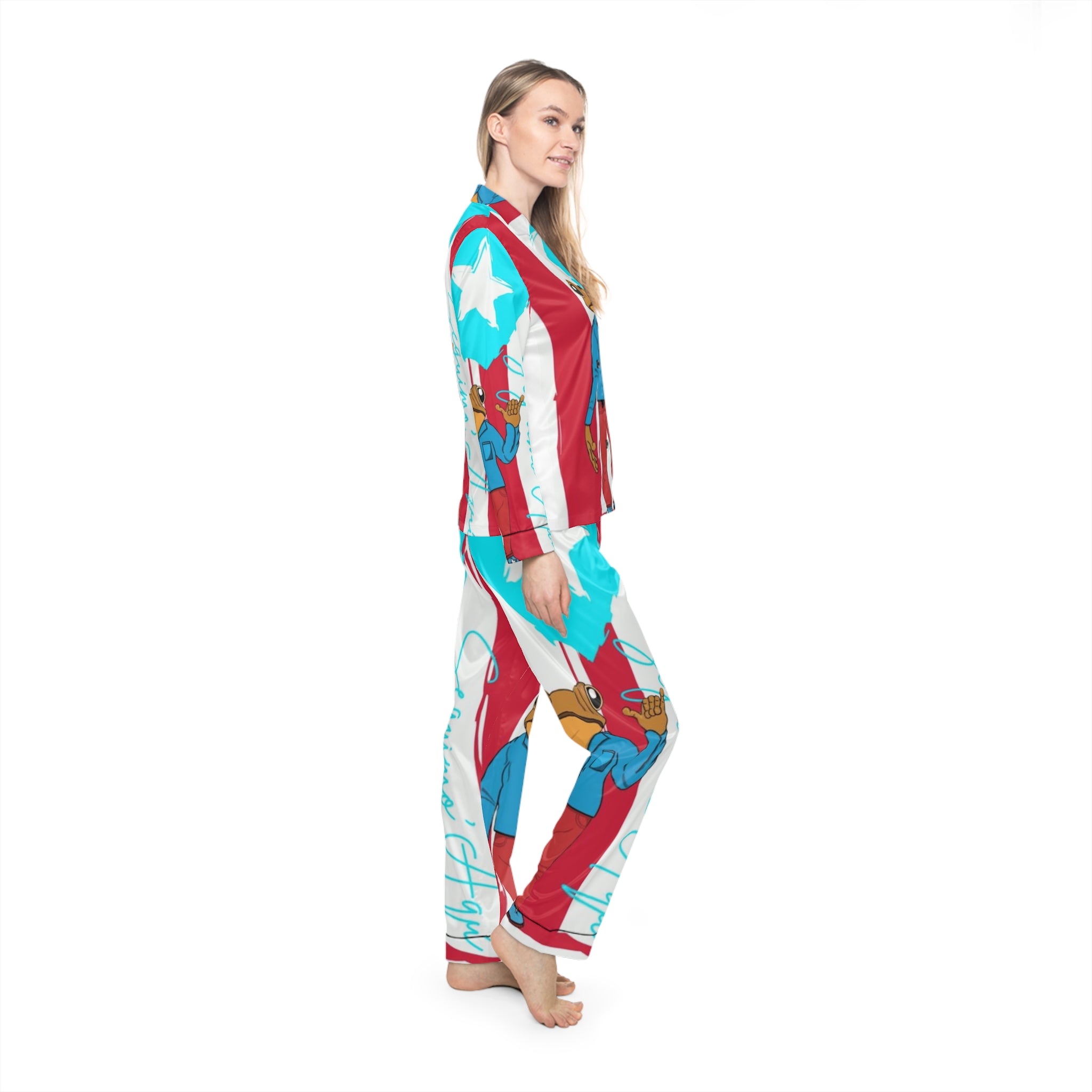Seguimos Aqui Satin Women's Pajamas  Christmas Puerto Rico pajamas