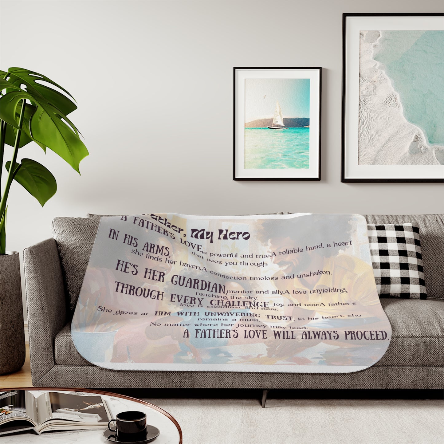 Father's Hero Sherpa Blanket, Cozy Gift for Dad, Father's Day, Home Comfort, Warmth and Love