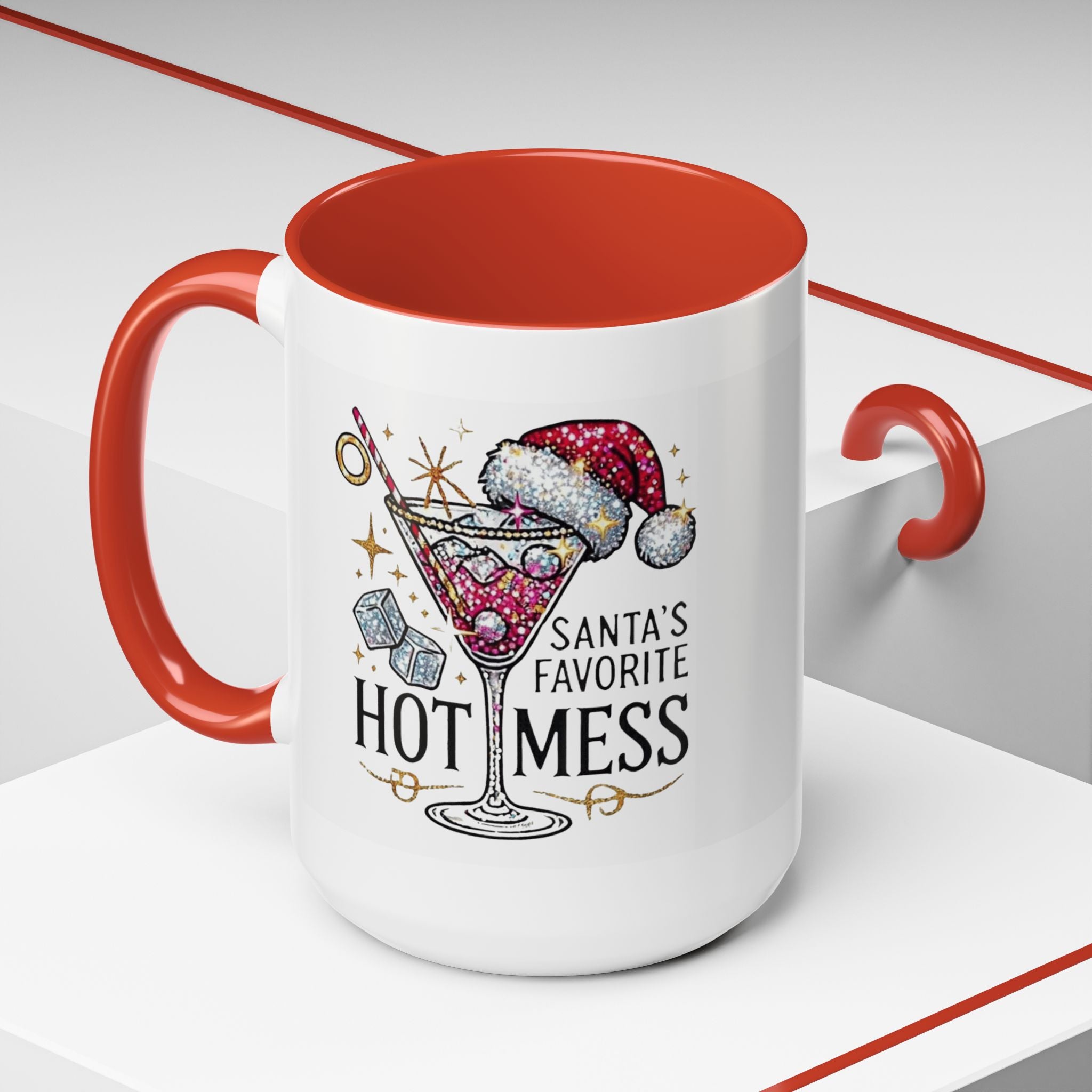 Accent Coffee Mug - "Santa's Favorite Hot Mess" Holiday Cocktail Mug (11/15 oz)