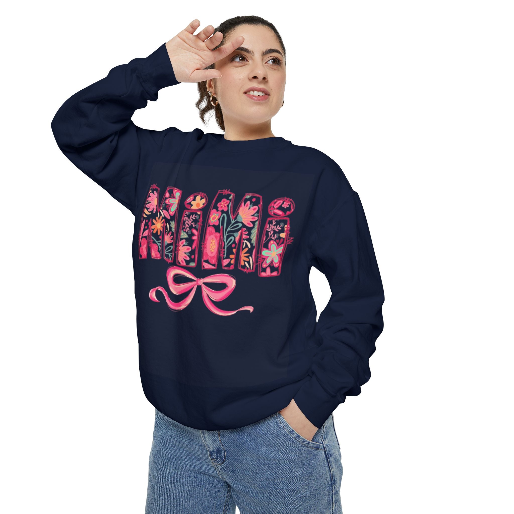 Mama Floral Sweatshirt  Pink Floral 'MAMA' Design with Bow