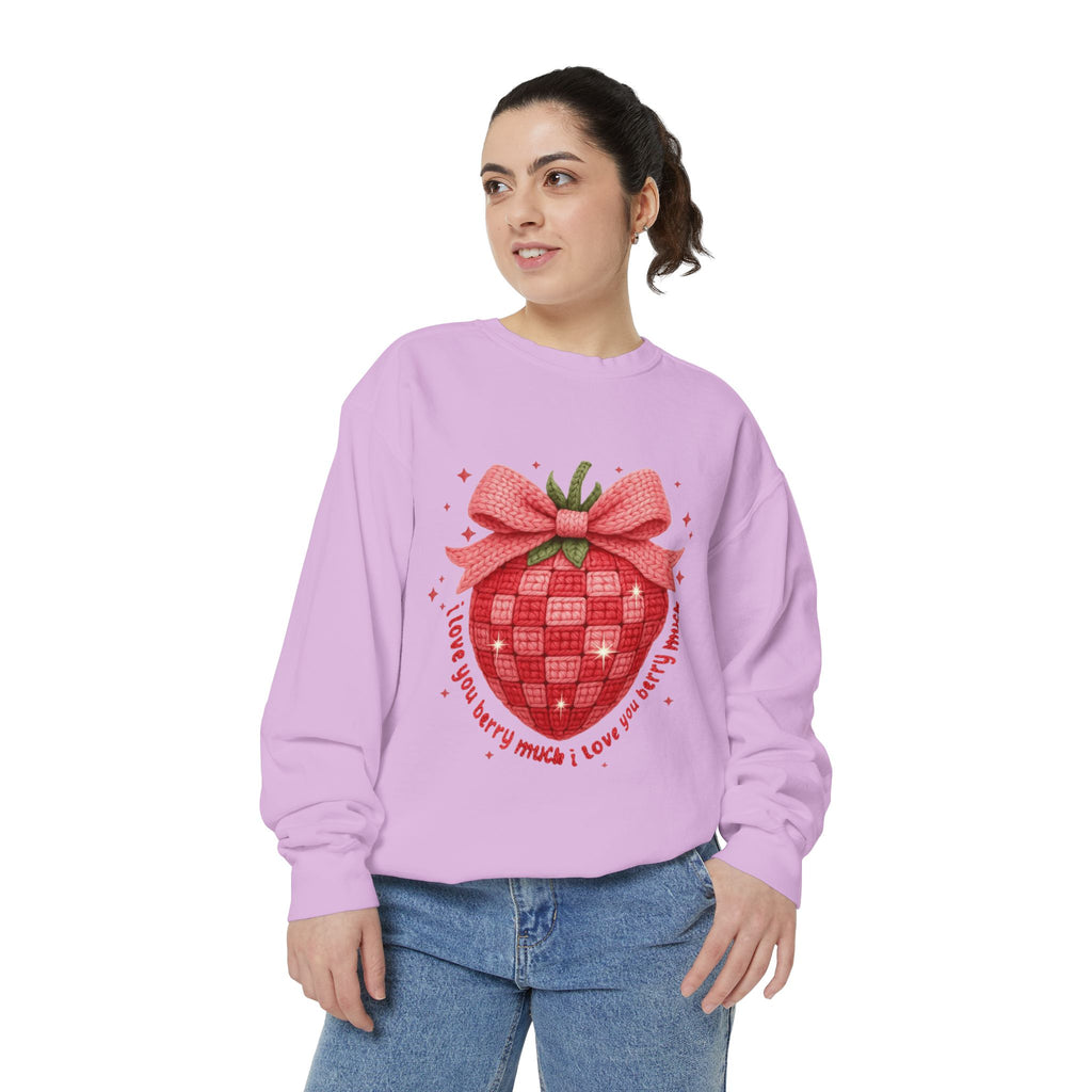 Strawberry Bow Sweatshirt  "I Love You Berry Much" Cute Valentine Pullover