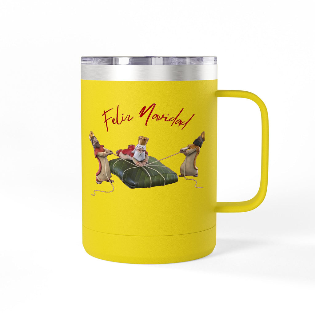 3 KINGS Holiday Travel Tumbler — 'Feliz Navidad' Dachshund Santa Design Coffee Cup for Fun Celebrations