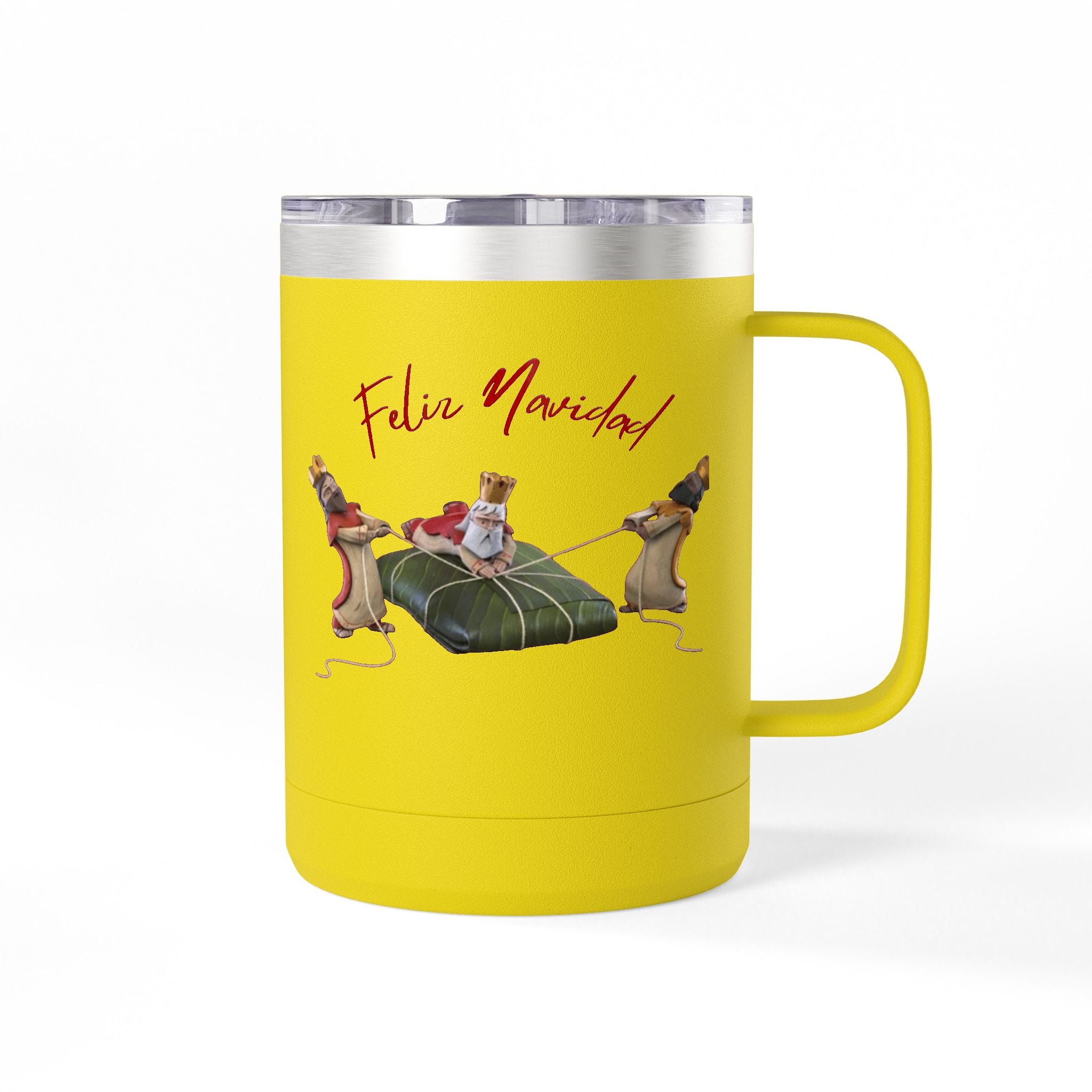 3 KINGS Holiday Travel Tumbler — 'Feliz Navidad' Dachshund Santa Design Coffee Cup for Fun Celebrations