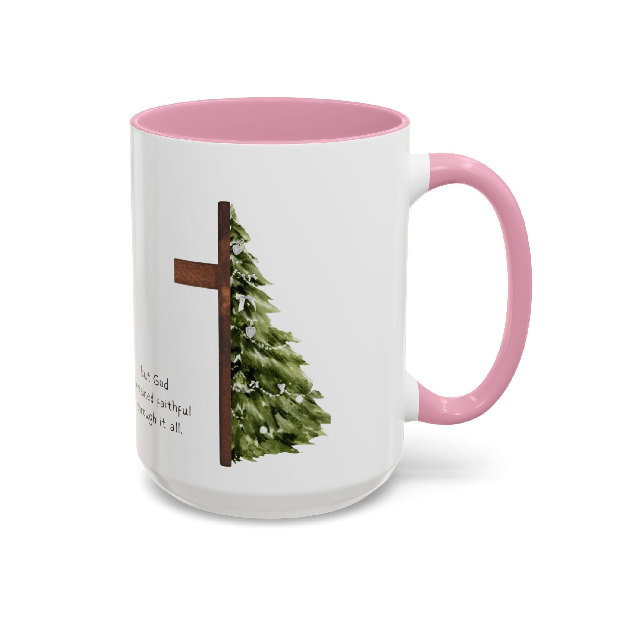 Christian Cross & Pine Tree Mug — Faith Reminder Coffee Cup (11oz/15oz)