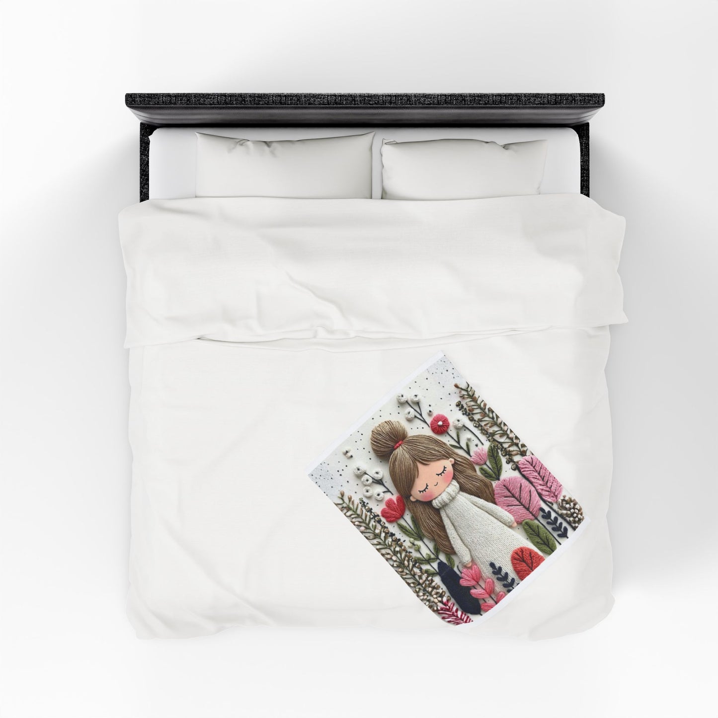 Plush Blanket — Cozy Girl in Floral Meadow Velveteen Throw