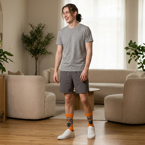 Basketball-Inspired Pattern Crew Socks — Retro Sports Sublimation Socks NY-K