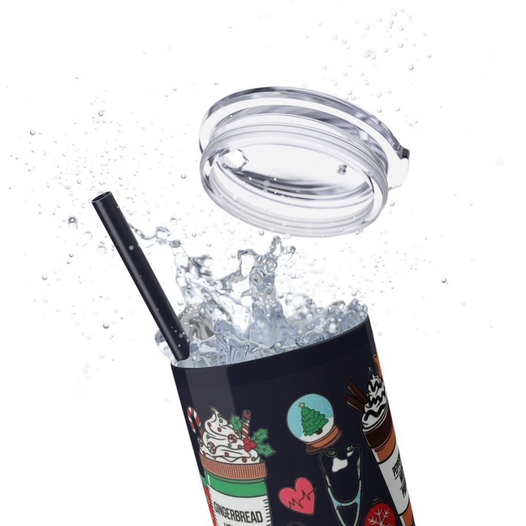 Emergency Department Nurse Christmas Skinny Tumbler - 20oz Holiday Medical Travel Cup with Straw Medical Christmas Mug