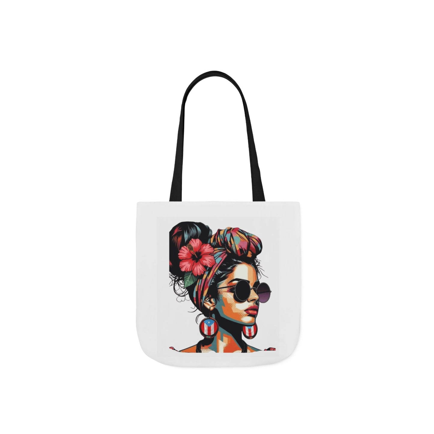 Carry Your Culture – Puerto Rican Pride in Every Step Chic Canvas Tote Bag - Stylish Floral Portrait, Trendy Beach Carryall, Mother's Day Gift, Everyday Shopper, Art Lovers Essential