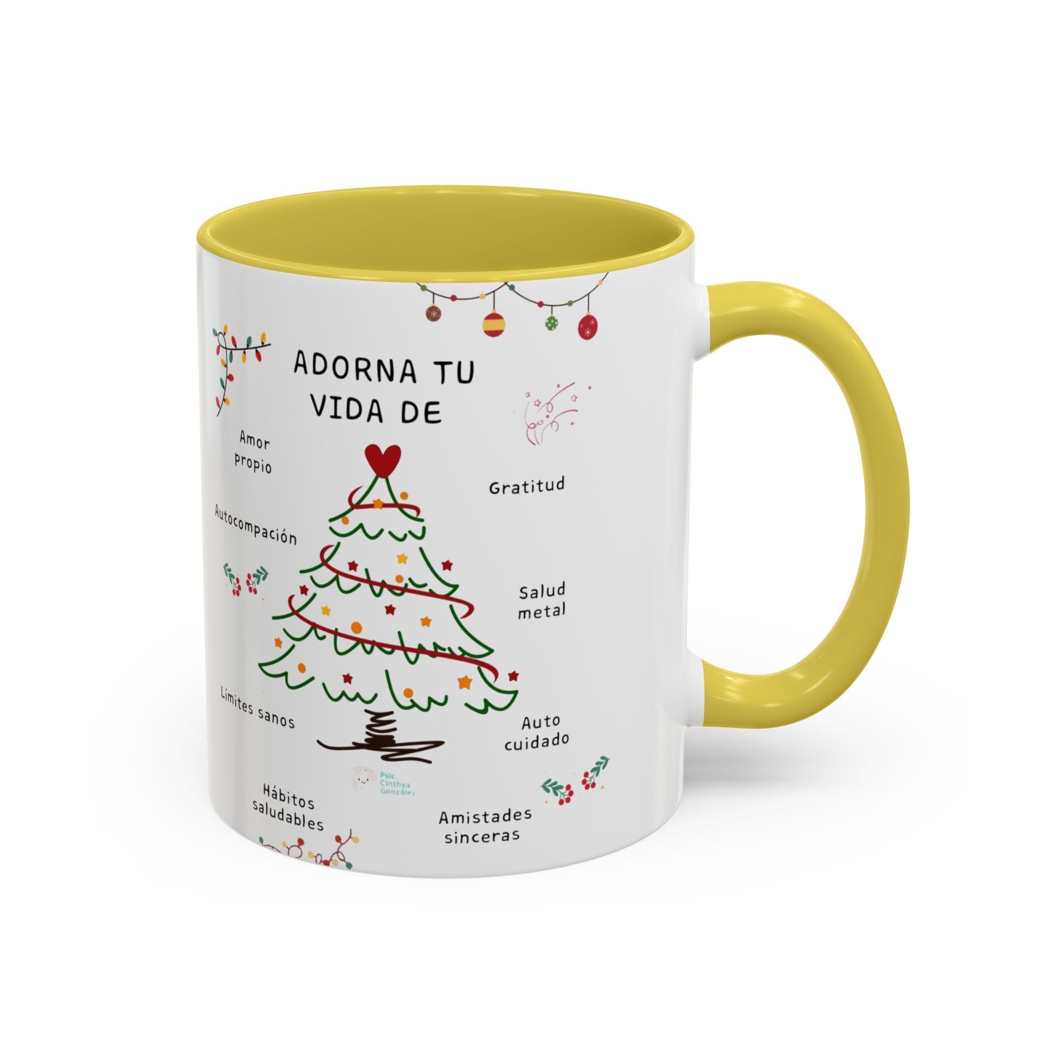 Mug — 'Adorna Tu Vida' Christmas Tree Spanish Holiday Coffee Mug (11oz/15oz)