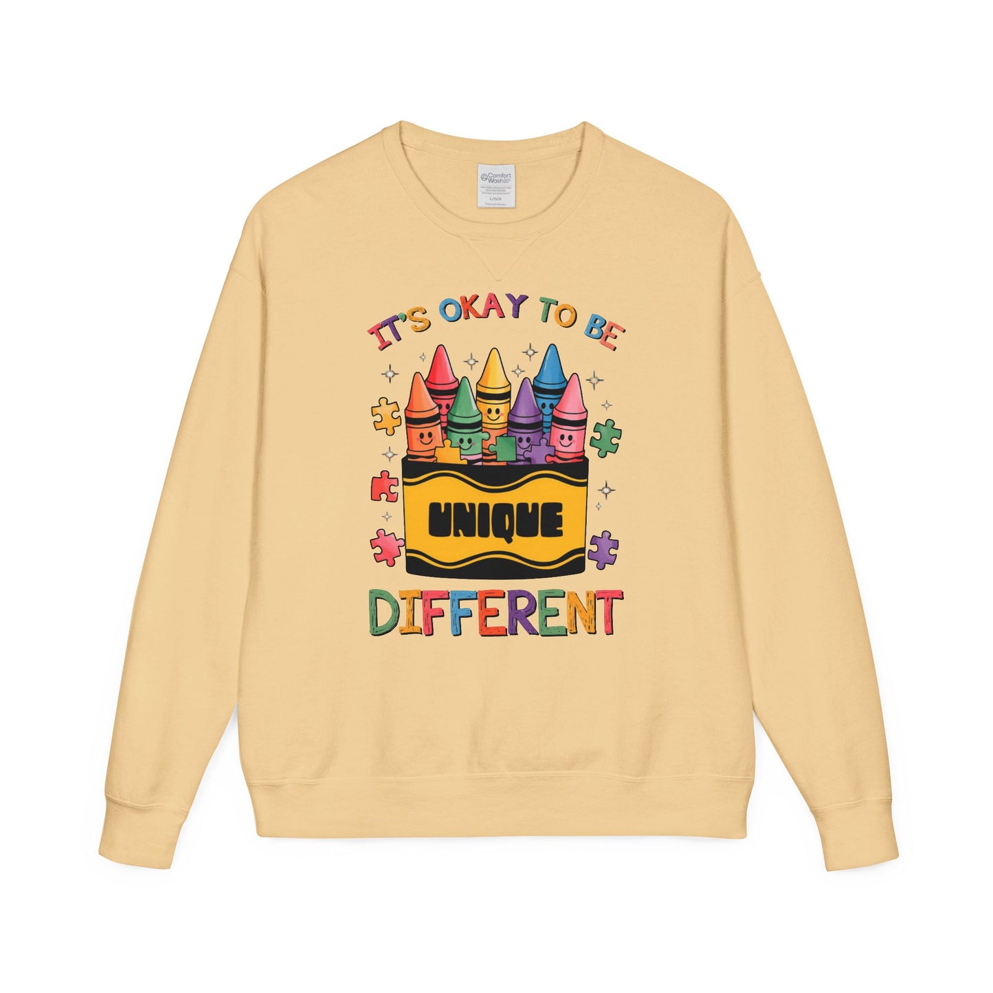 Autism Awareness & Pride Collection Unique & Different Crewneck Sweatshirt - Unisex ComfortWash®