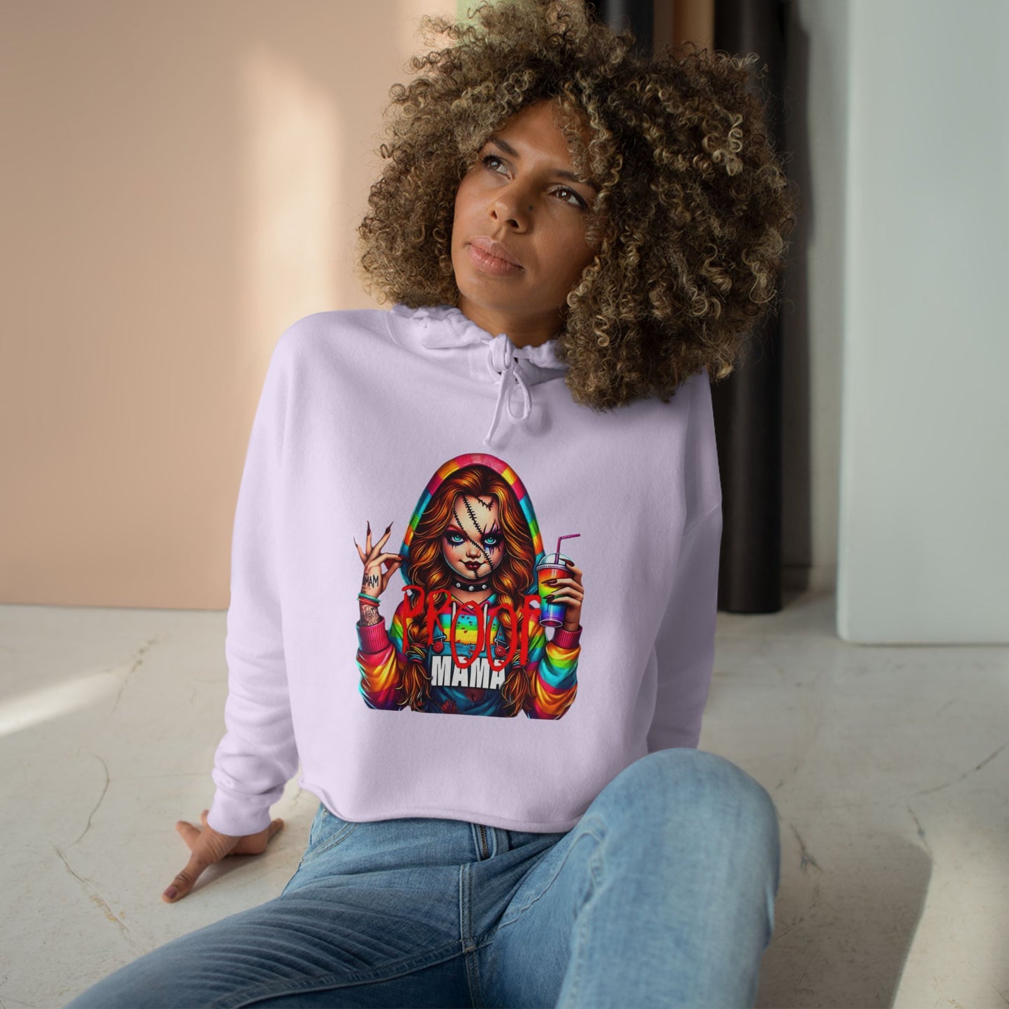Witchy vibes Colorful Graphic Crop Hoodie for Trendy Style, Party Wear, Festival Outfit, Gift for Her, Casual Fashion