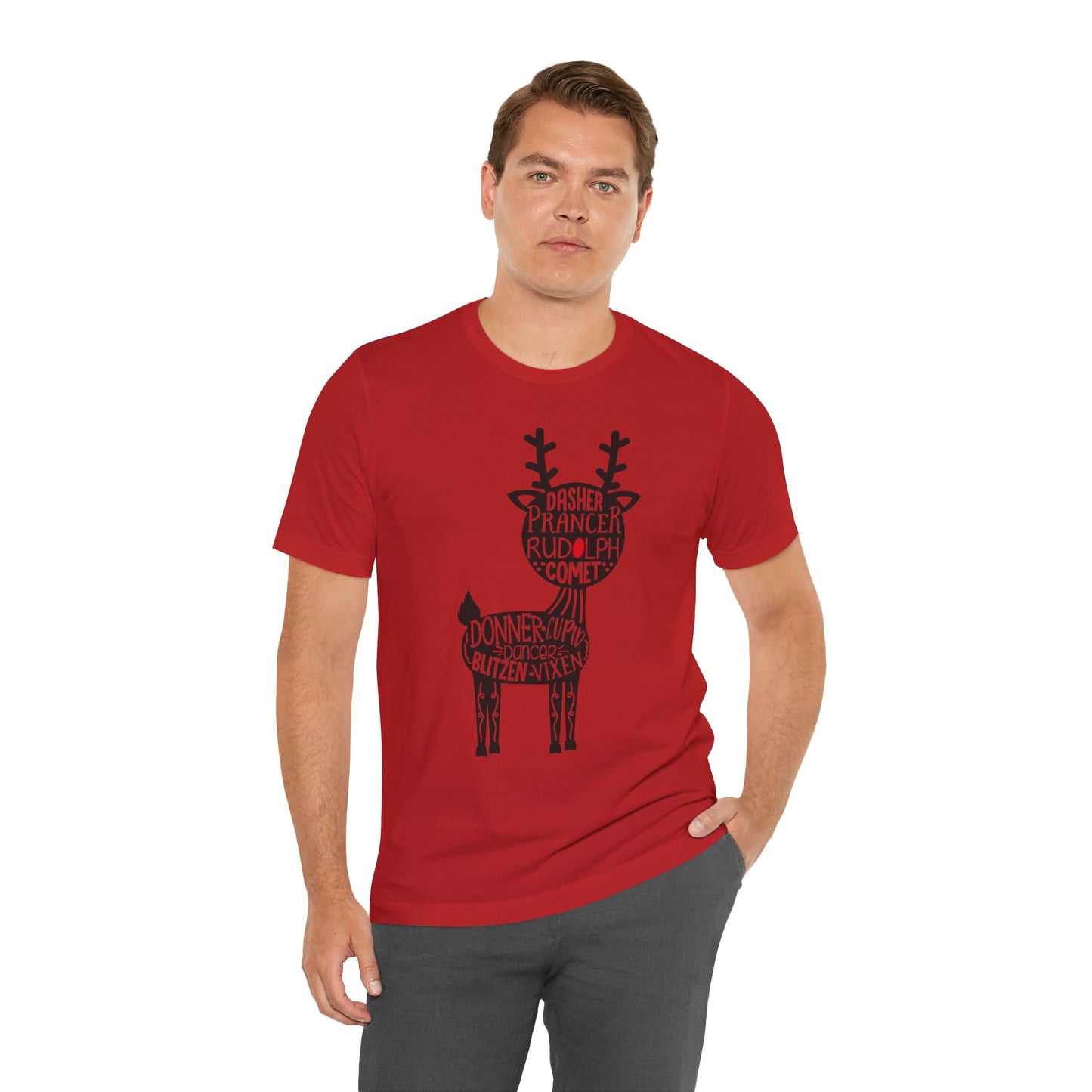 Christmas Reindeer Graphic Tee - Unisex Jersey Short Sleeve Shirt