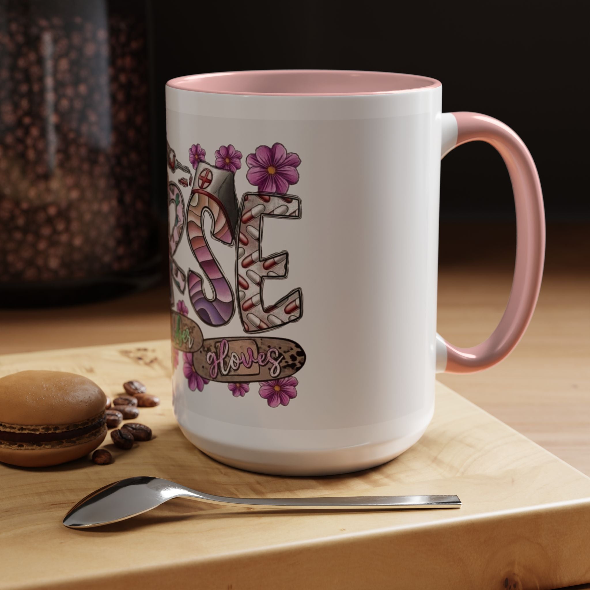 Nurse Love Coffee Mug  Cute Floral Medical Stethoscope & Syringe Design (11/15oz) Medical Christmas Mug