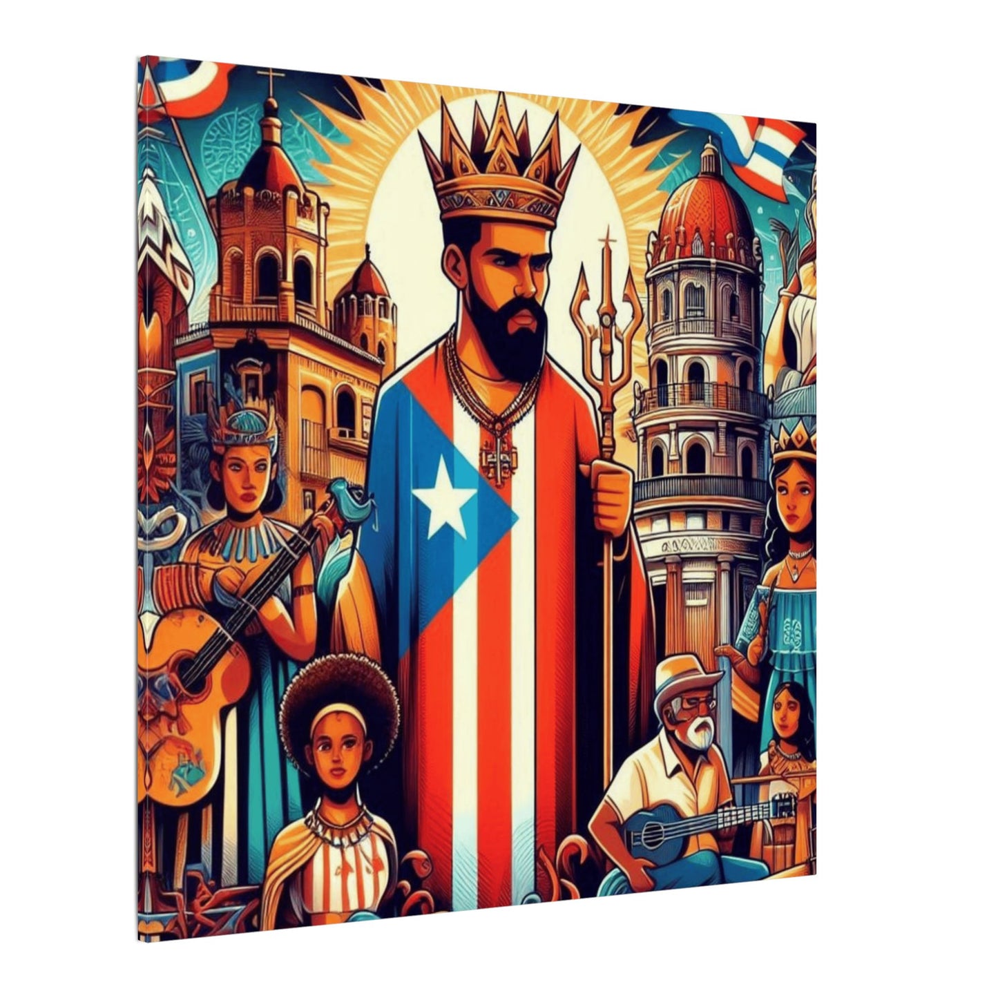 Vibrant Puerto Rican Art Canvas, Cultural Wall Decor, Celebration Decor, Unique Gift, Home Accent, Multi-Size