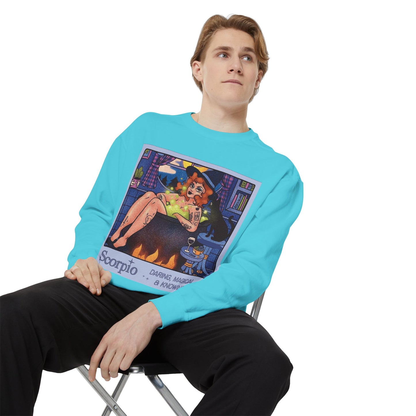 Halloween Sweater Scorpio Sweatshirt | Garment-Dyed Cozy Top, Astrology Gift, Zodiac Apparel, Witchy Fashion, Fall Wardrobe Essential