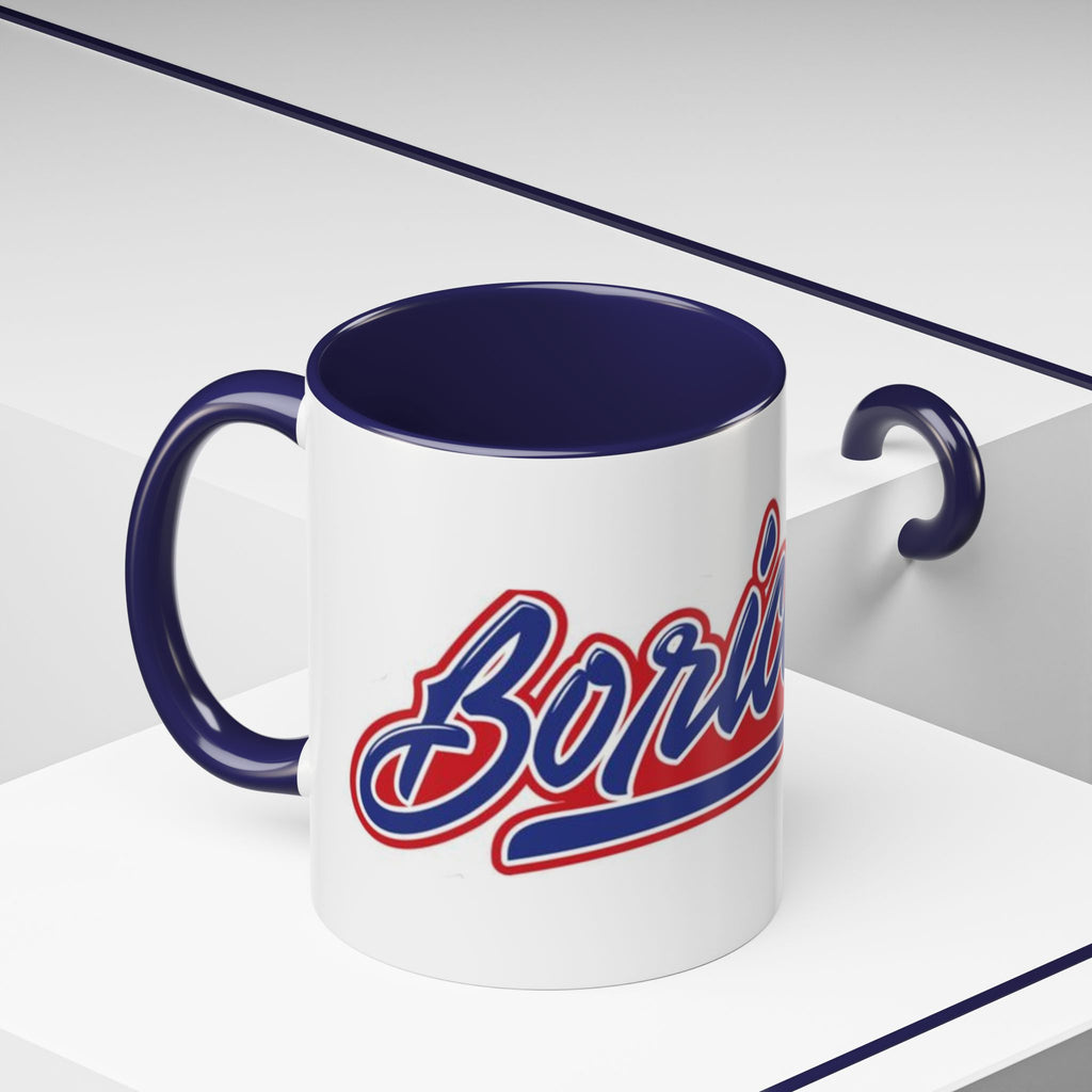 Puerto Rico Script Accent Coffee Mug — Retro Red & Blue 'Boricua' Design (11/15oz)