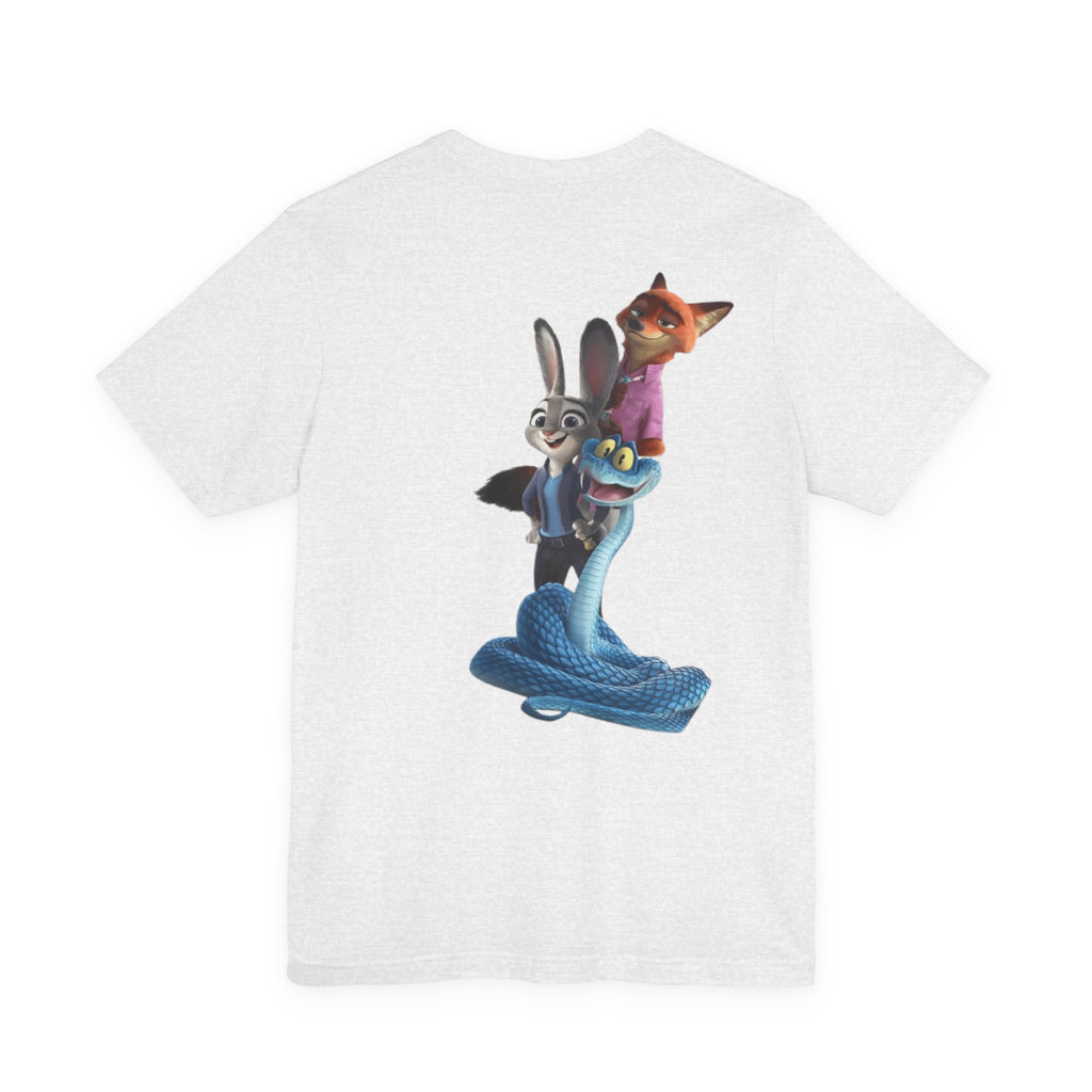 Animated Character Tee — Cute Fox & Bunny Stack Graphic T-Shirt  cartoon-style Christmas artwork