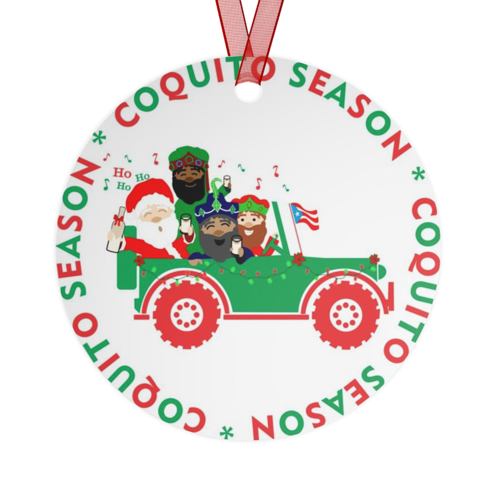 Festive Metal Ornaments - Coquito Season Holiday Decor Coquí & Palm Tree Ornament | Puerto Rico Christmas Ornament | Boricua Holiday Gift
