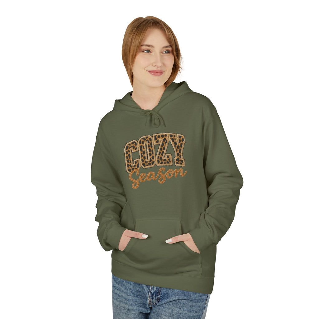 Cozy Season Leopard Hoodie — Fall Winter Graphic Pullover