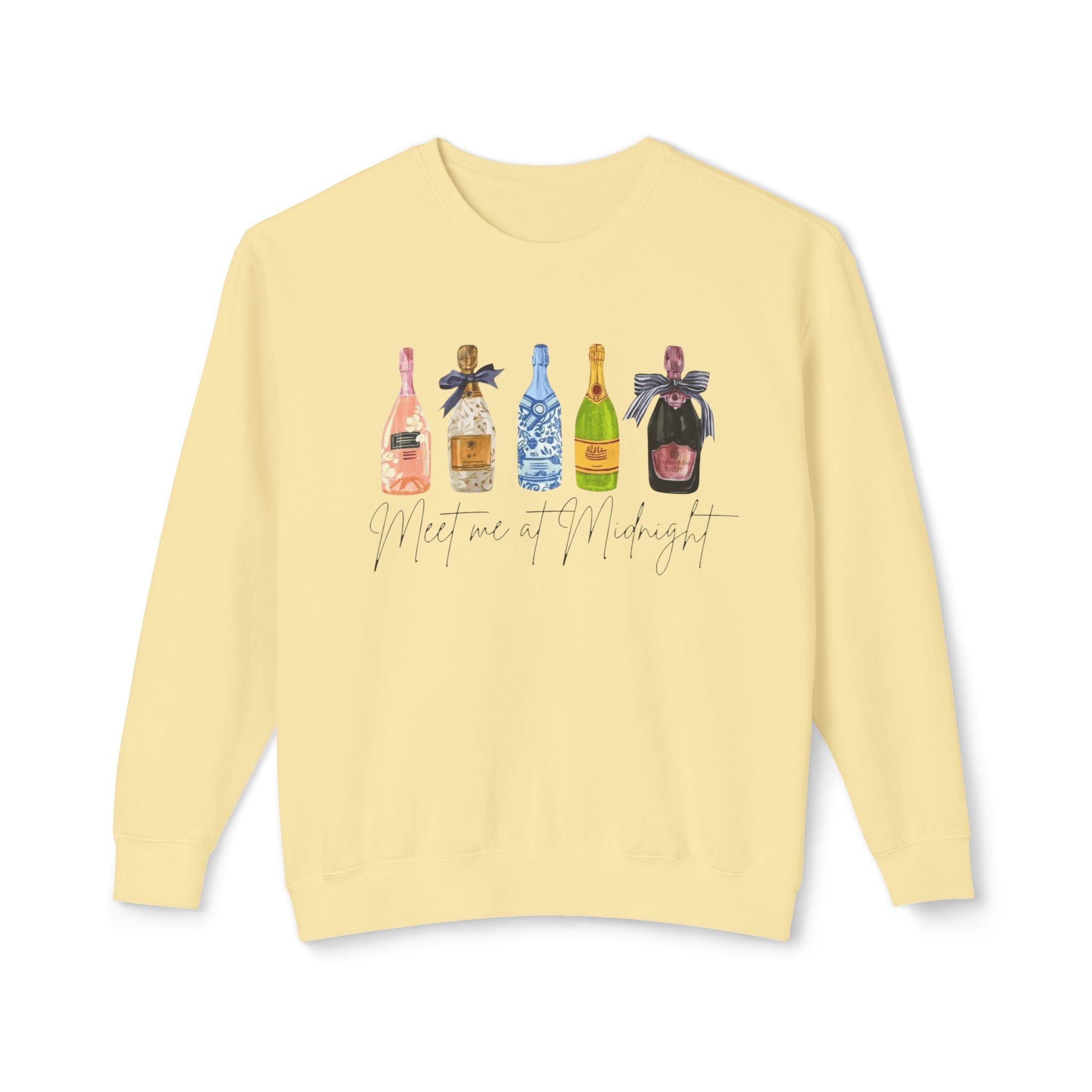 Champagne Bottles Crewneck Sweatshirt  Celebratory Bubbly Graphic