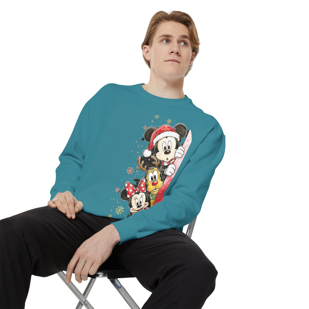Christmas Disney Characters Sweatshirt  Mickey, Minnie & Pluto Holiday Crew Cartoon Christmas T-shirts and Sweaters