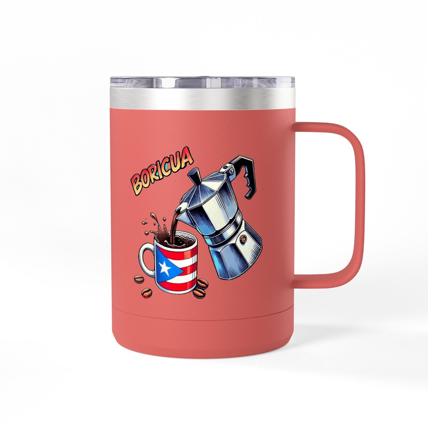 Puerto Rican Coffee Mug Tumbler, 15oz | Great Gift for Coffee Lovers, Unique Kitchen Decor, Perfect for Birthdays & Holidays