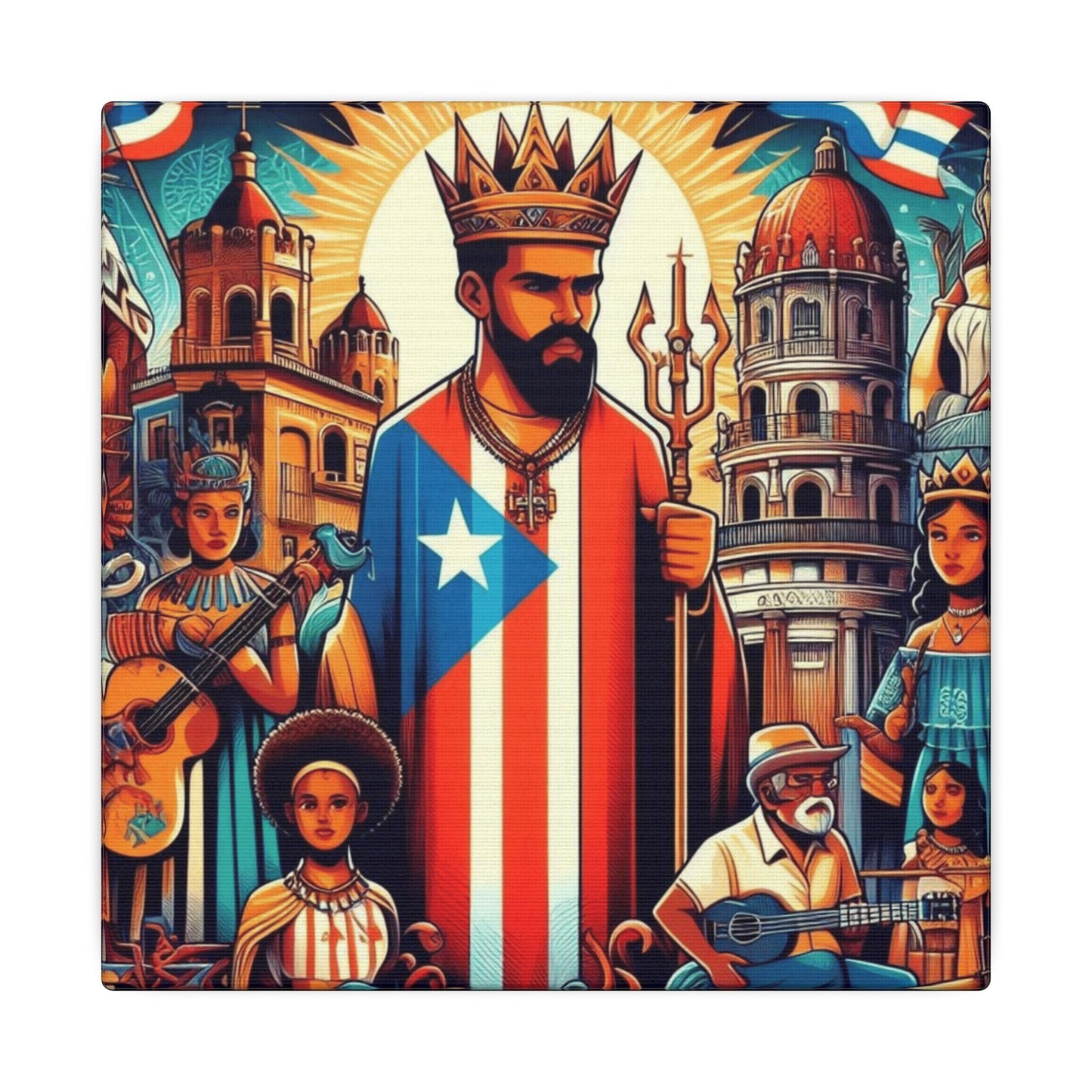 Vibrant Puerto Rican Art Canvas, Cultural Wall Decor, Celebration Decor, Unique Gift, Home Accent, Multi-Size