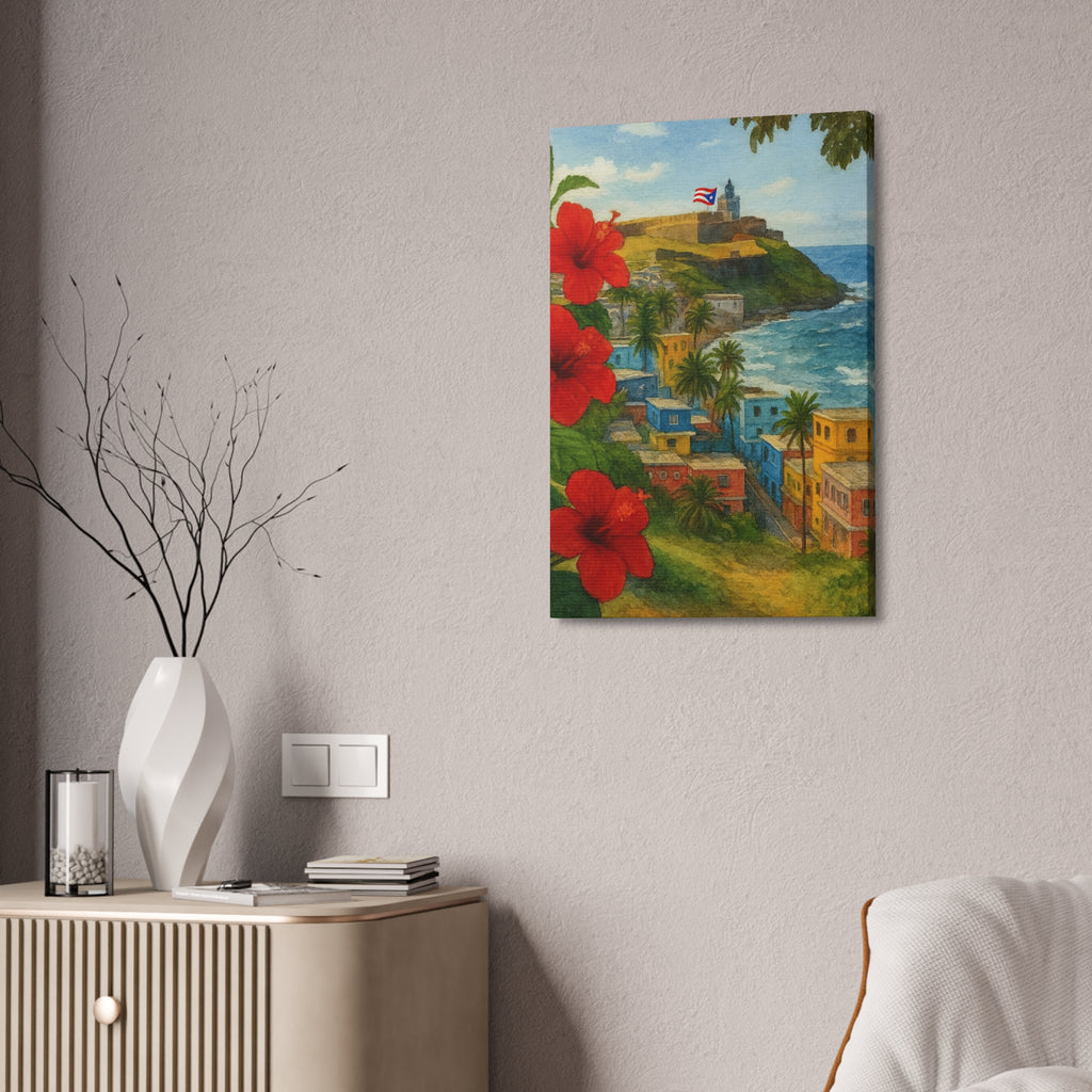 Puerto Rico Coastal Canvas Print — Old San Juan Seaside Wall Art (Stretched 1.5")