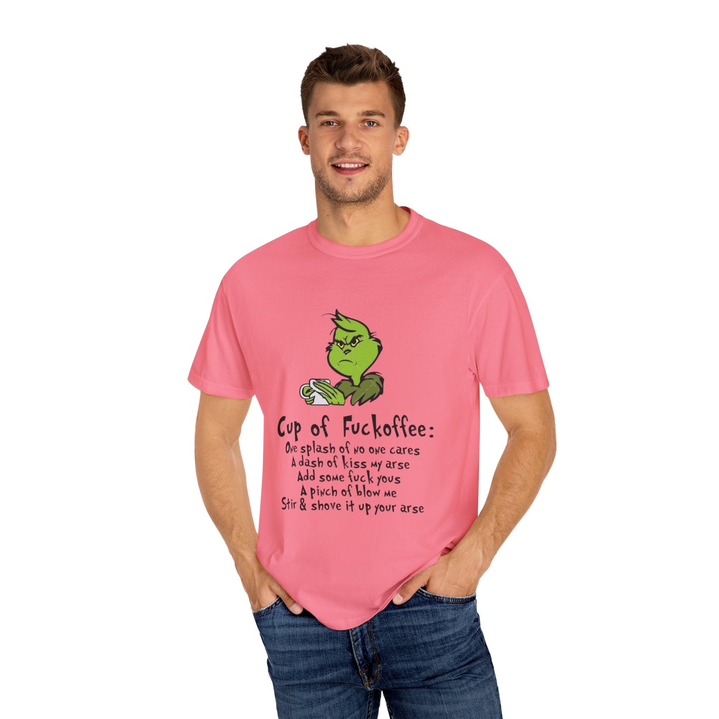 Holiday Graphic Tees  Cozy Festive Wear Funny Grinch-Inspired Unisex T-Shirt Cup of Fuckoffee