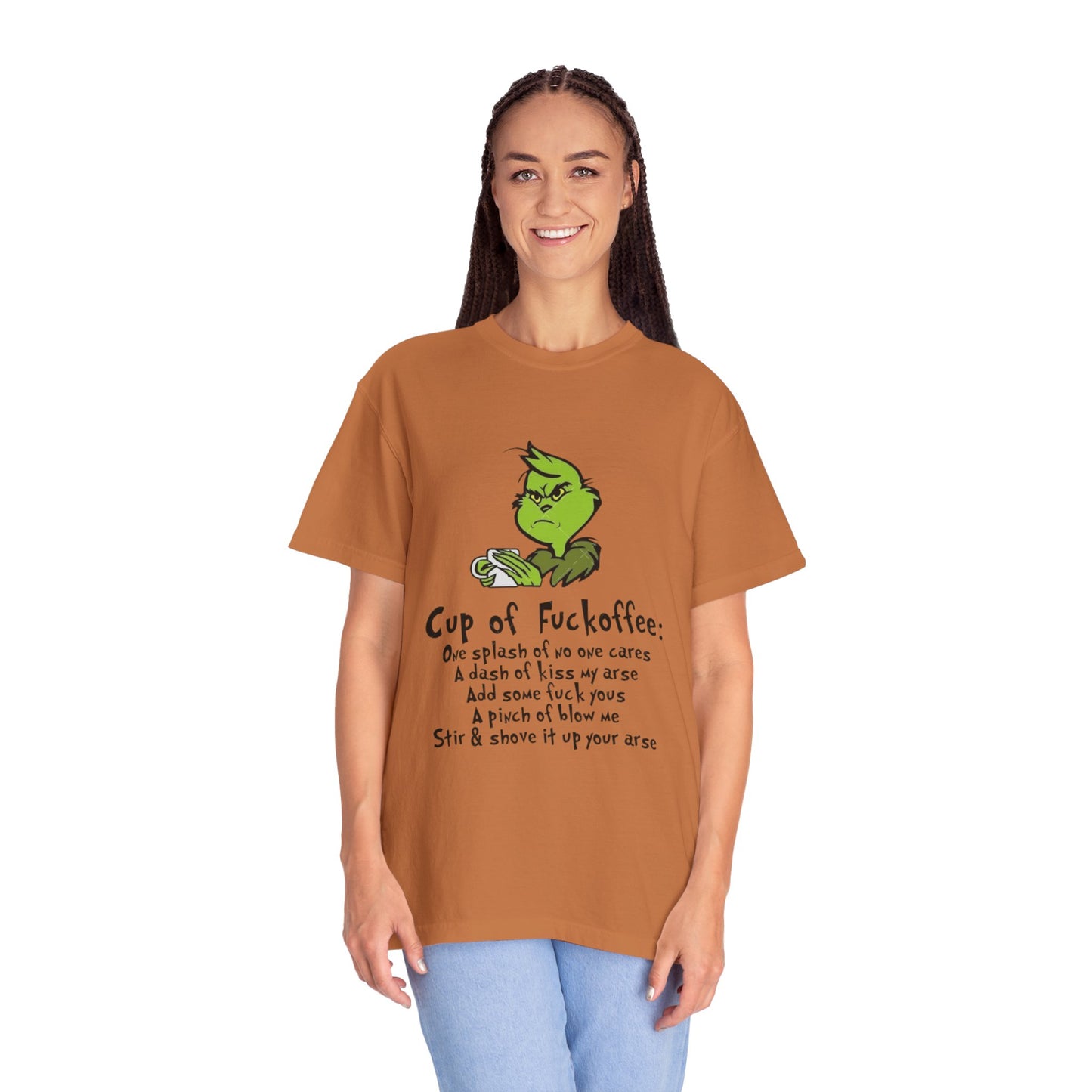 Holiday Graphic Tees  Cozy Festive Wear Funny Grinch-Inspired Unisex T-Shirt Cup of Fuckoffee