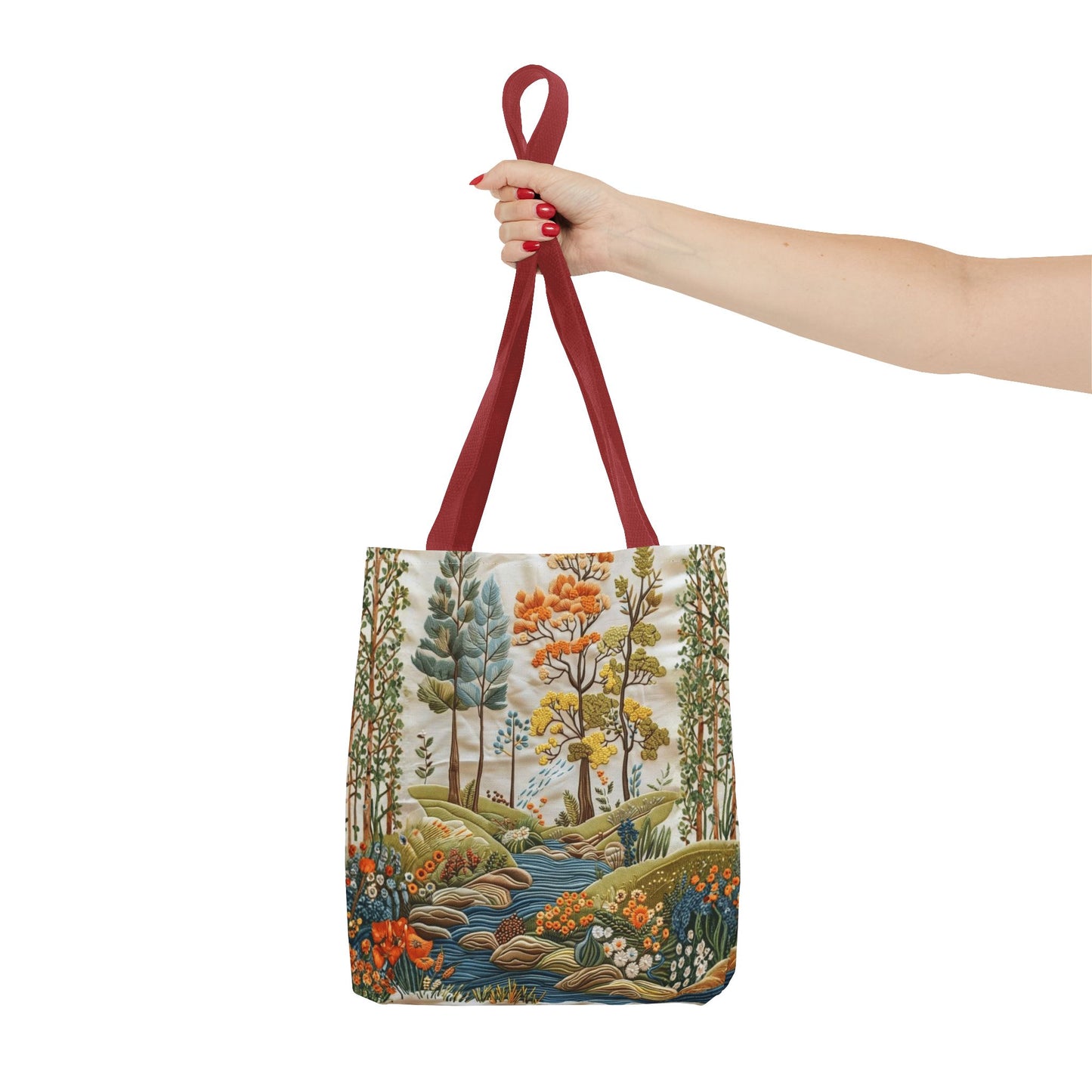 Scenic Meadow Tote Crochet-Decorated Tote Bags