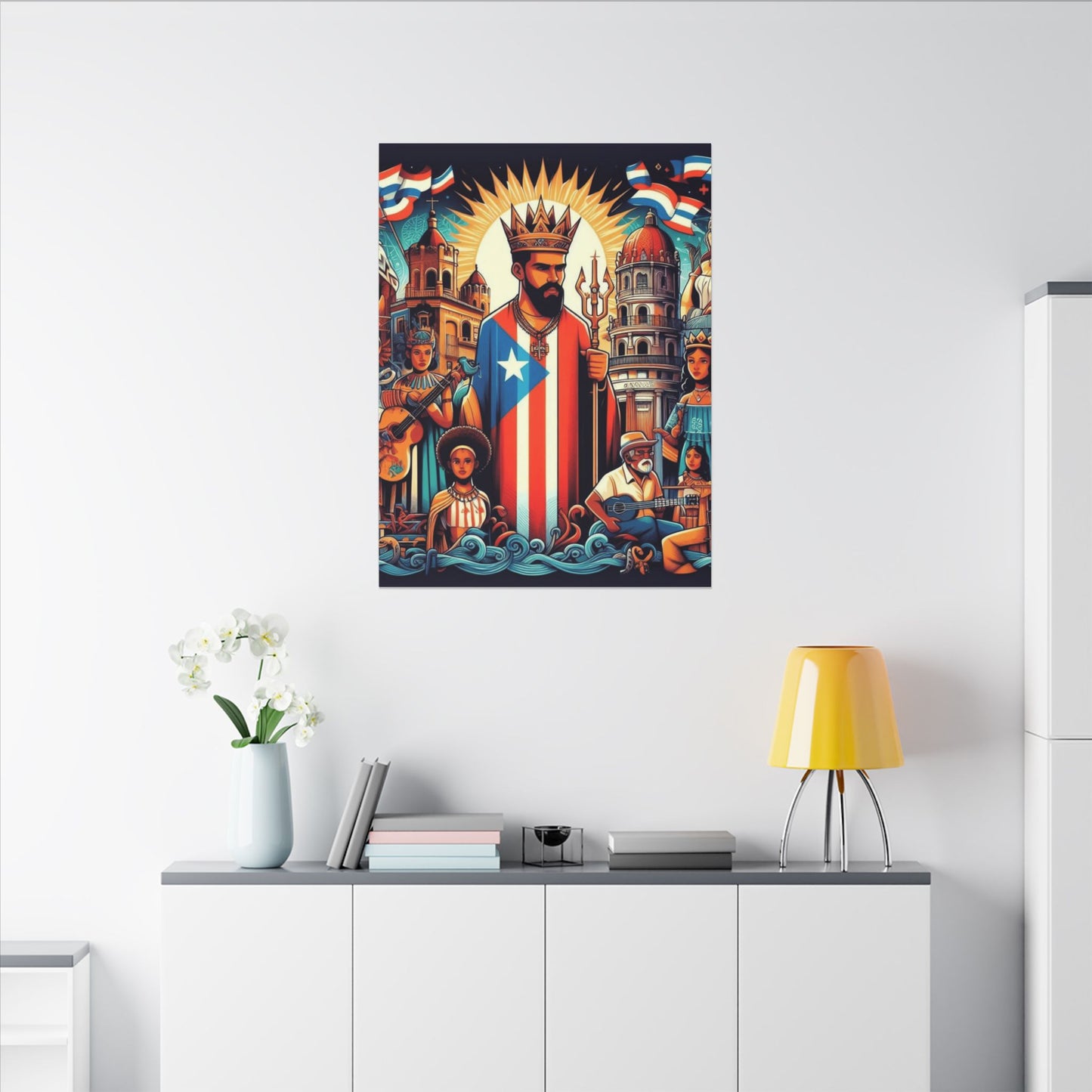 Vibrant Puerto Rican Art Canvas, Cultural Wall Decor, Celebration Decor, Unique Gift, Home Accent, Multi-Size