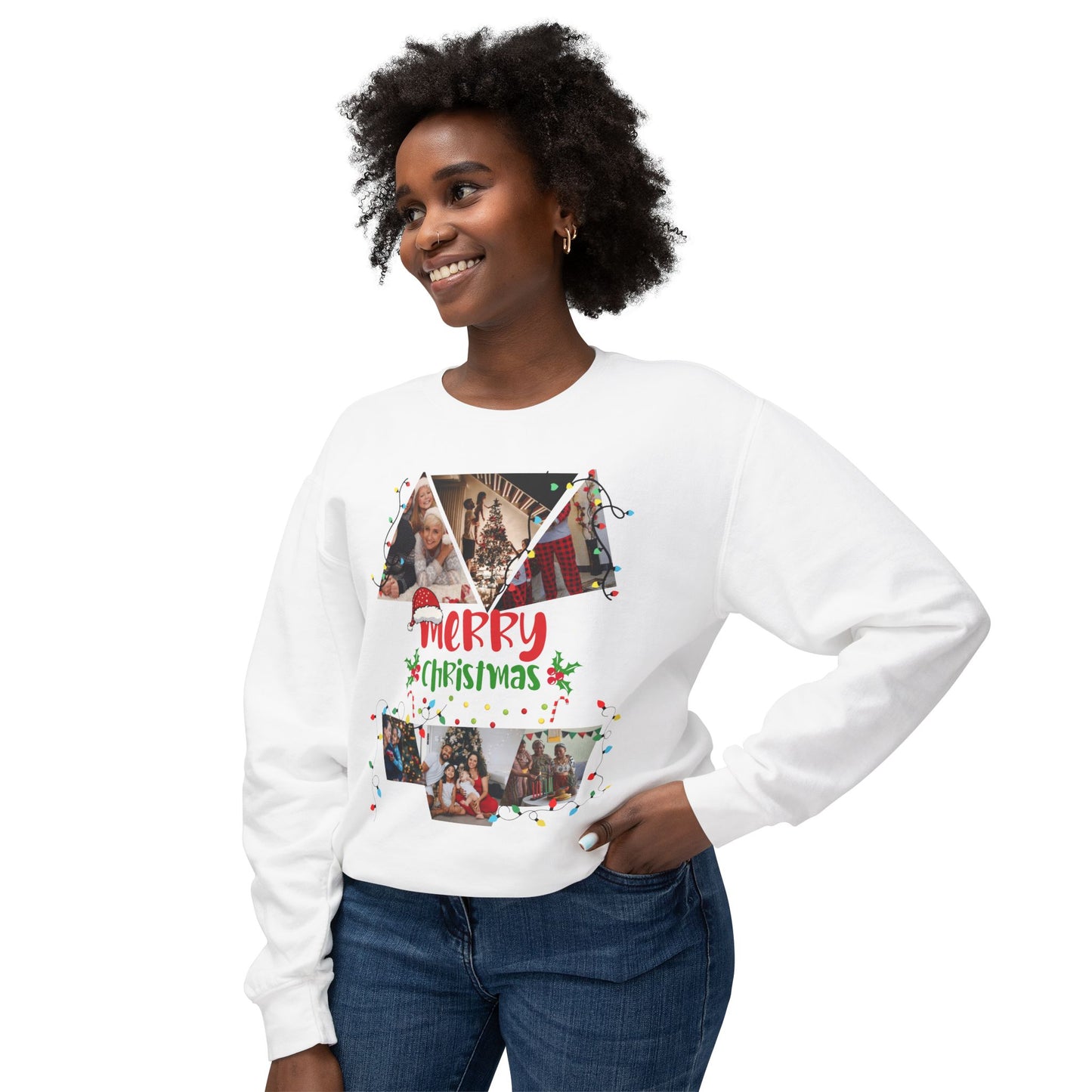 Christmas Photo Collage Sweatshirt — "Merry Christmas" Holiday Crewneck