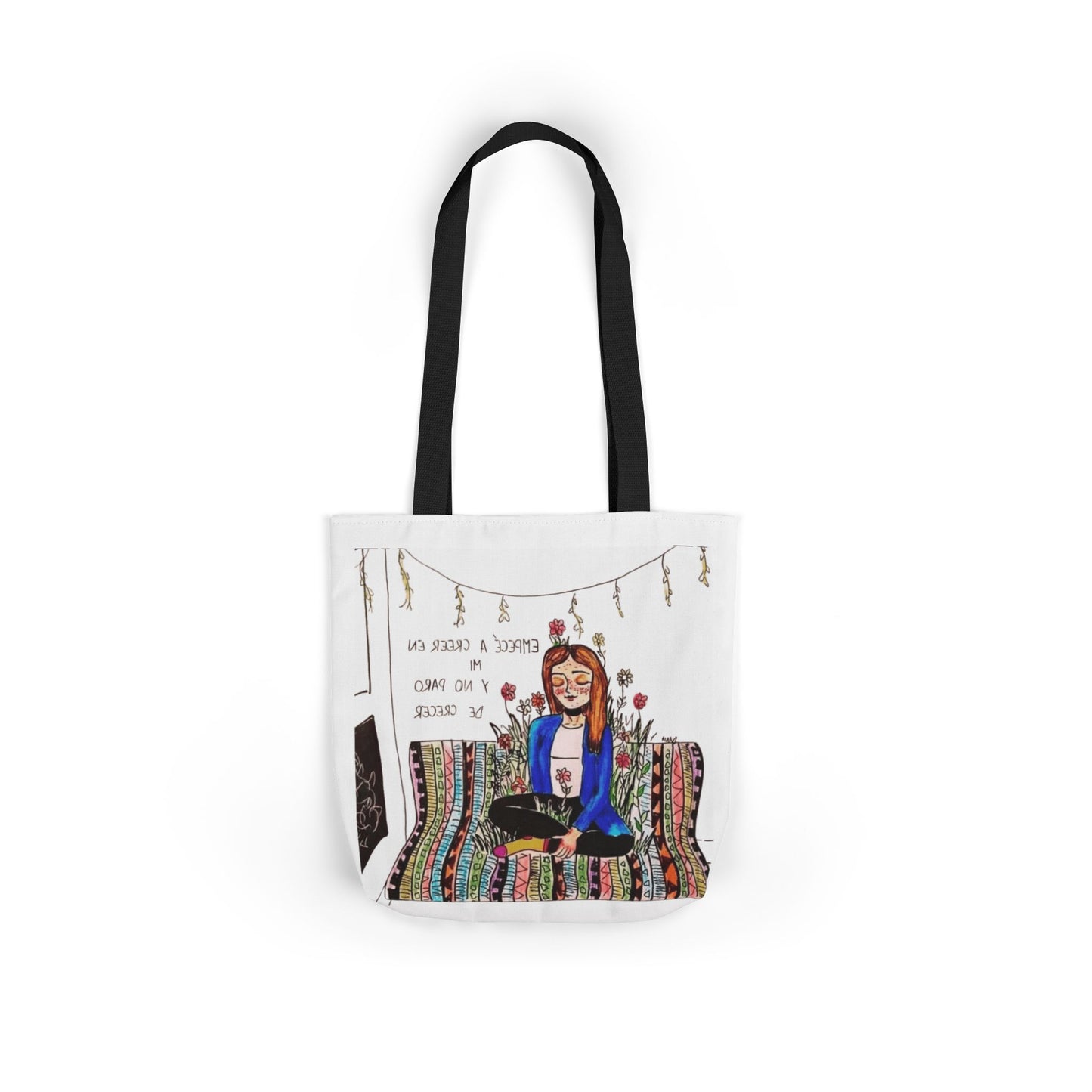 Lleva inspiración contigo a donde vayas Bohemian Style Canvas Tote Bag, Inspirational Art, Ideal for Gifts, Eco-Friendly Shopping, Beach Days, Travel Adventures