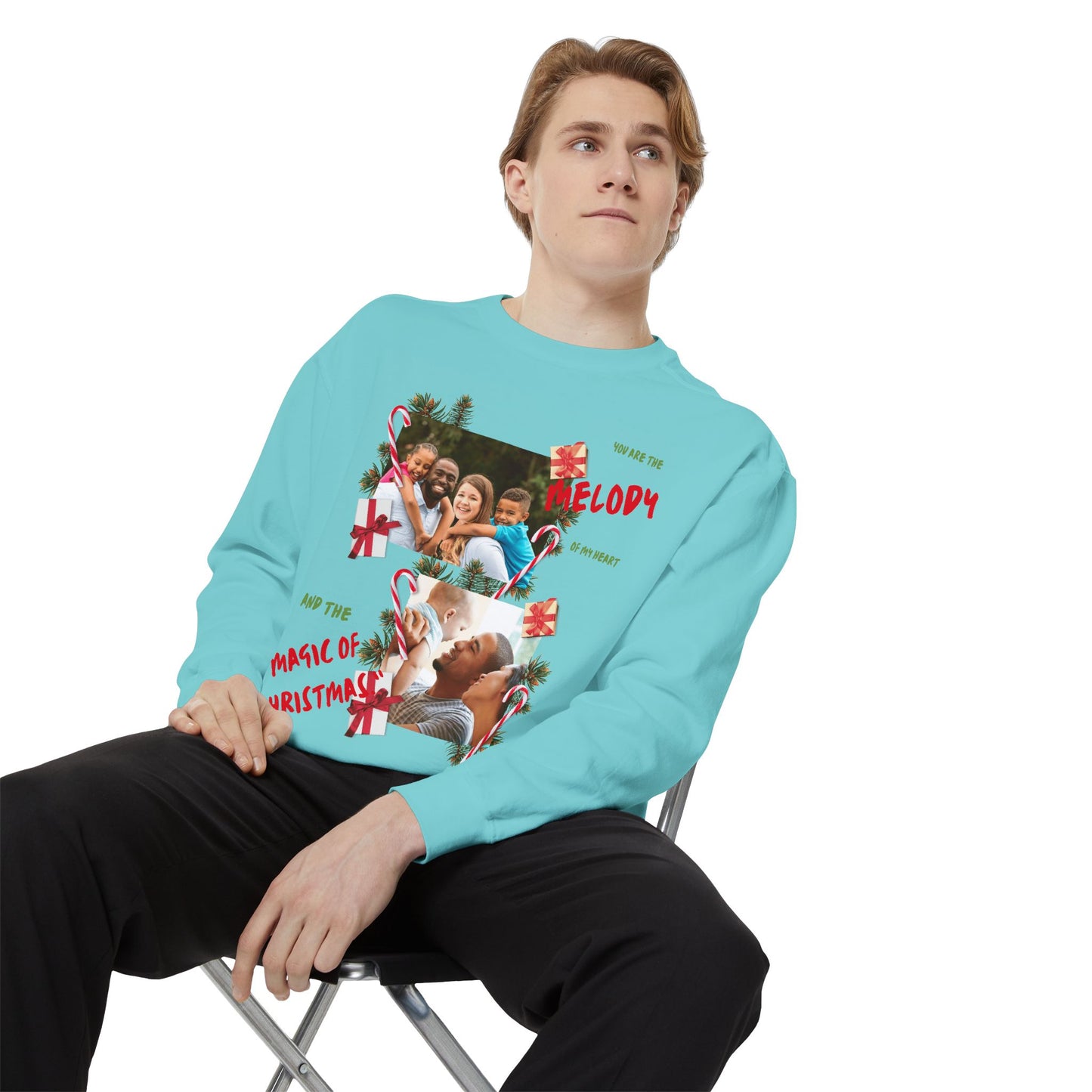 Personalized Christmas Photo Sweatshirt – “You Are the Melody” Holiday Crewneck