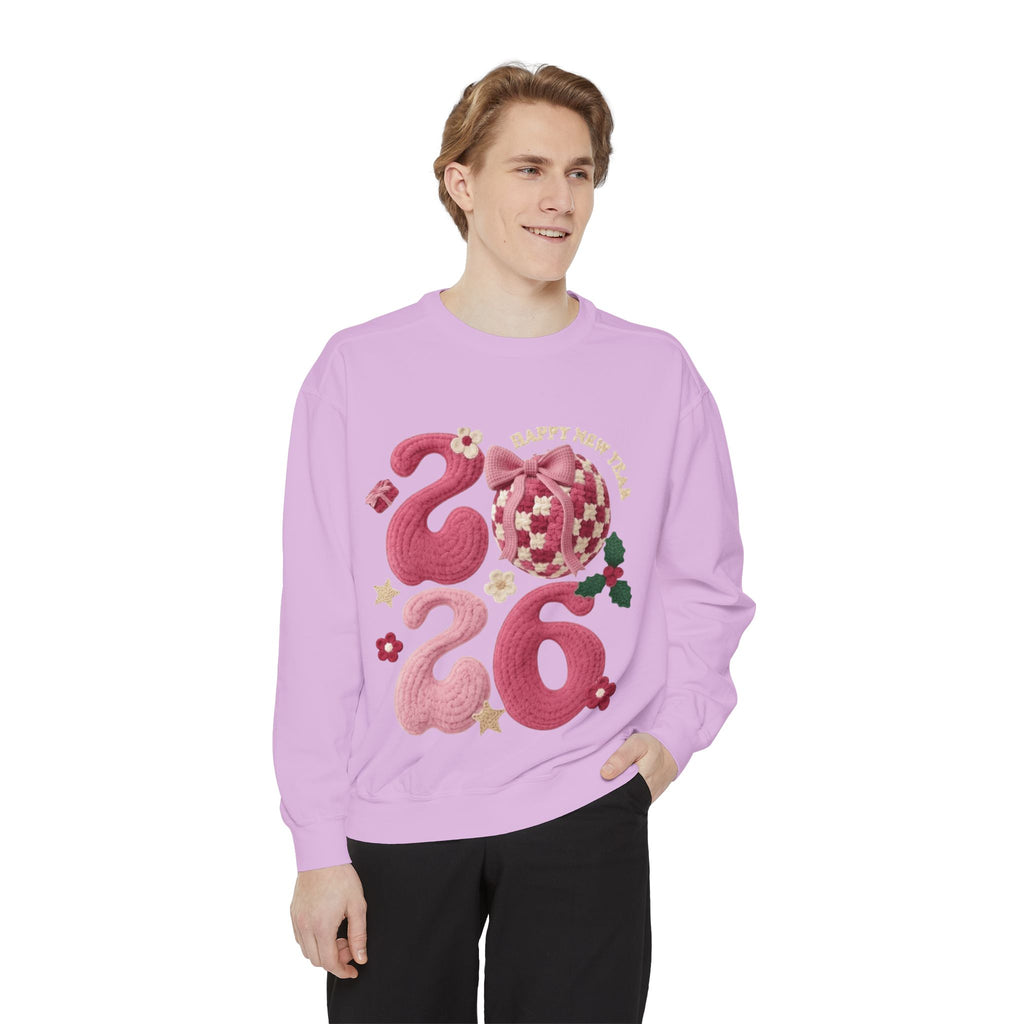 Happy New Year 2026 Sweater  Pink Festive Graphic Sweatshirt
