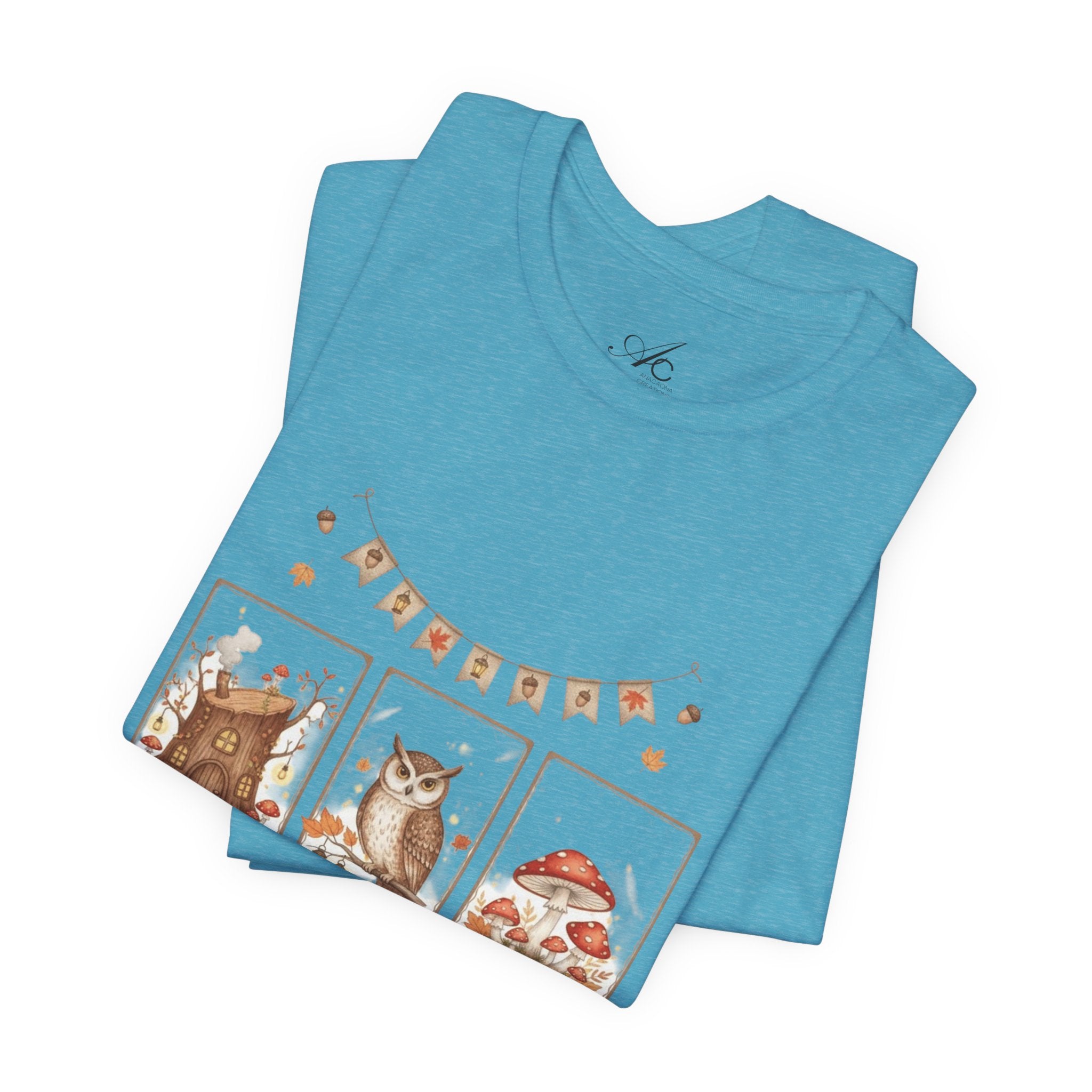 Enchanted Forest Fall Tee, Cute Owl Shirt, Autumn Graphic Tee, Nature Lover Gift, Cozy Fall Apparel, Wildlife T-Shirt, Unisex Fall Top