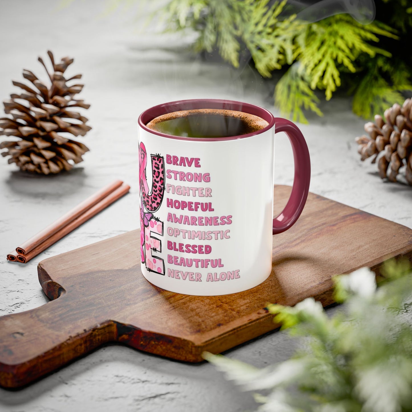 Cancer Hope Collection Empowering Inspirational Mug for Breast Cancer Awareness