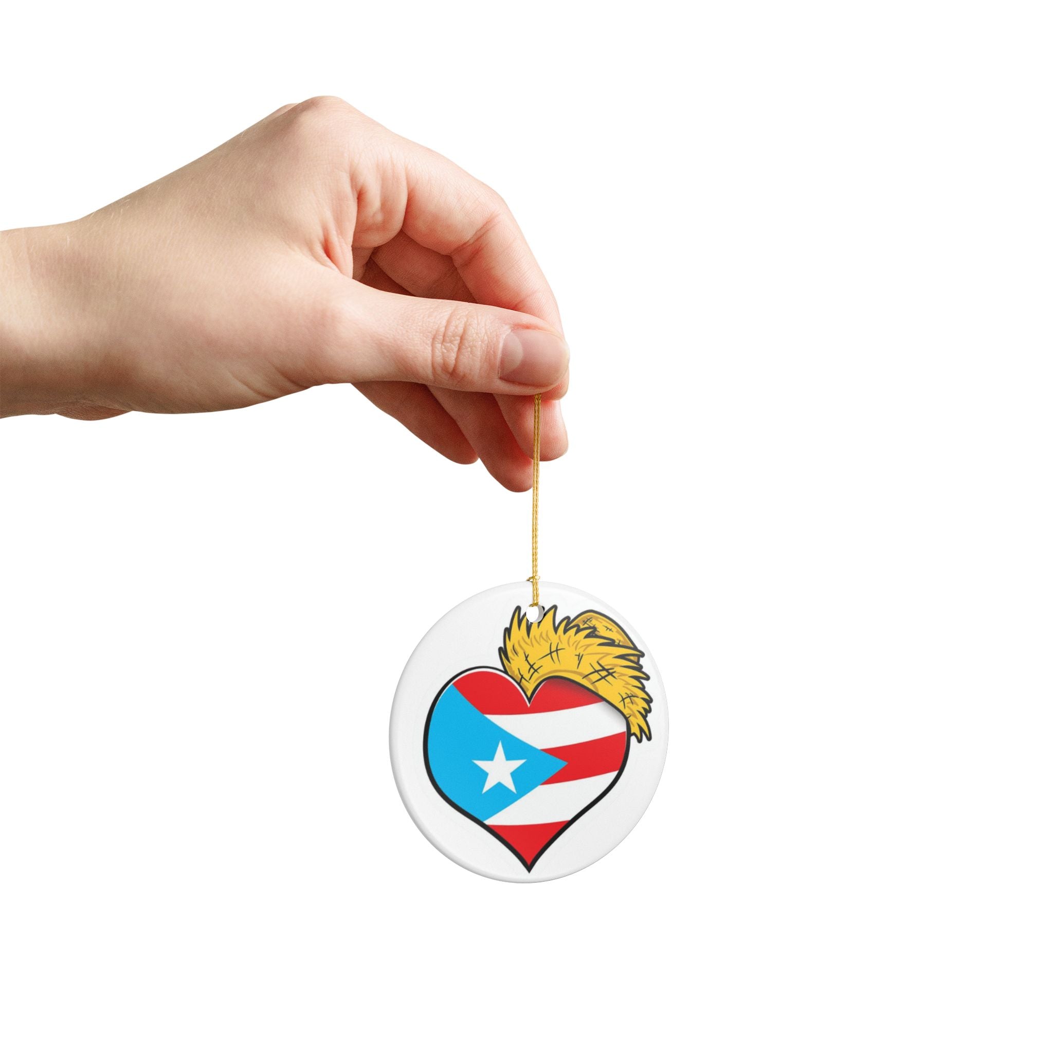 Puerto Rico Heart Ceramic Ornament  Boricua Pride  Decoration