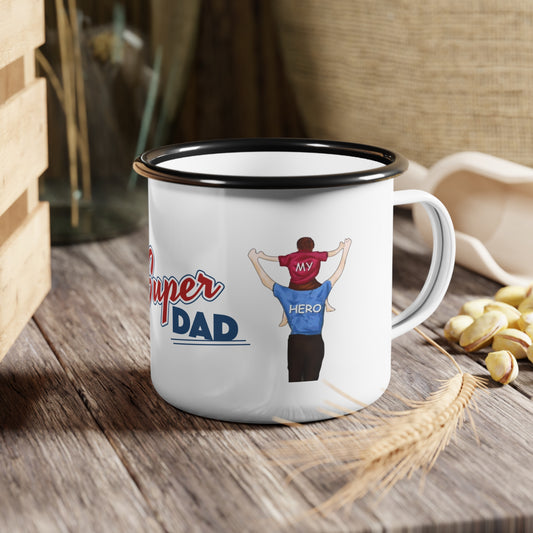 Super Dad Enamel Camp Cup - Perfect Gift for Father's Day, Camping, Outdoor Adventures, Coffee Lover, Dad Appreciation