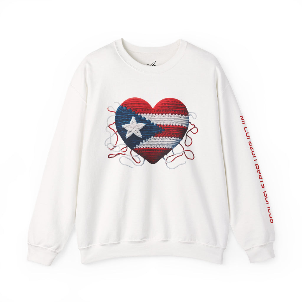 Puerto Rico Heart Crewneck Sweatshirt  Puerto Rican Flag Heart Knit Design